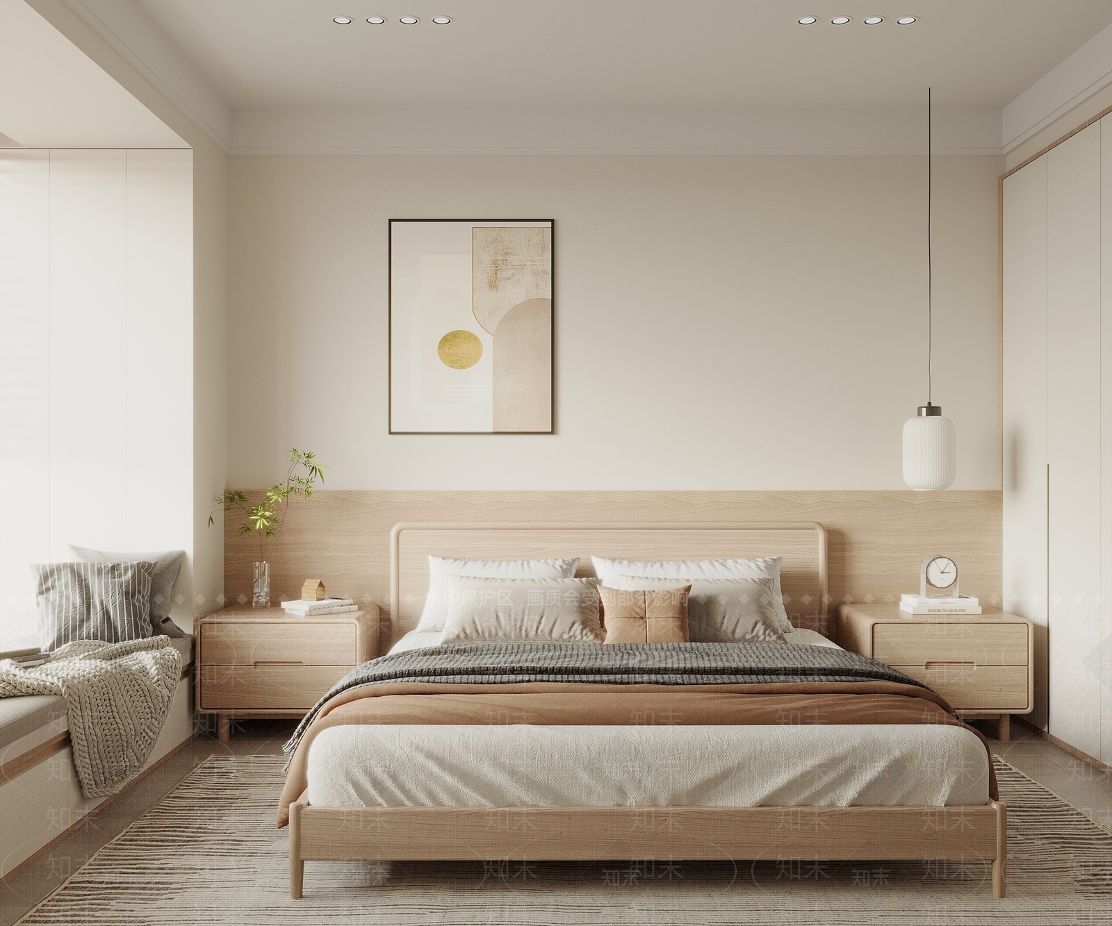 原木北欧家居卧室3D模型下载【ID:1175187706】