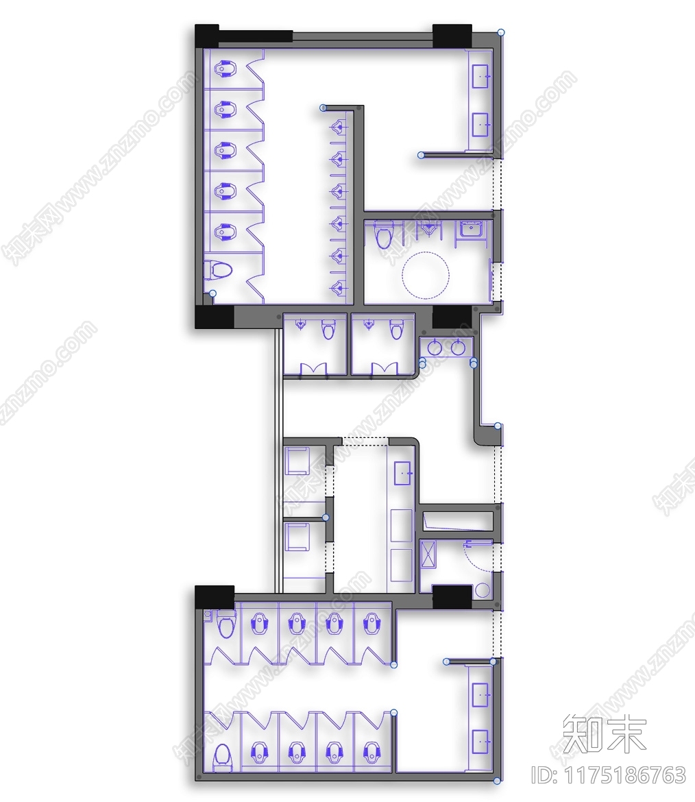 现代公共卫生间cad施工图下载【ID:1175186763】