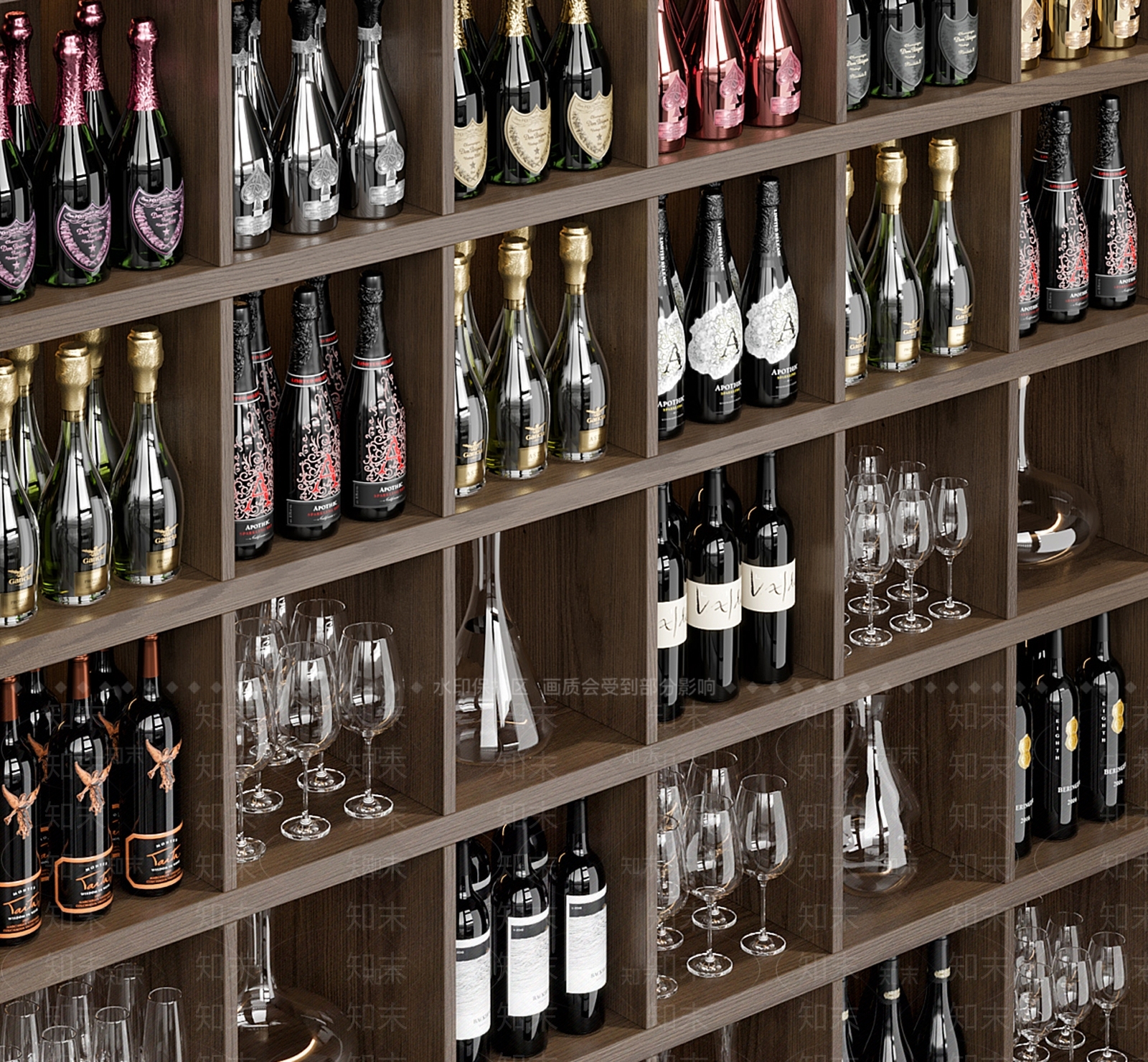 现代美式酒柜3D模型下载【ID:1175202291】