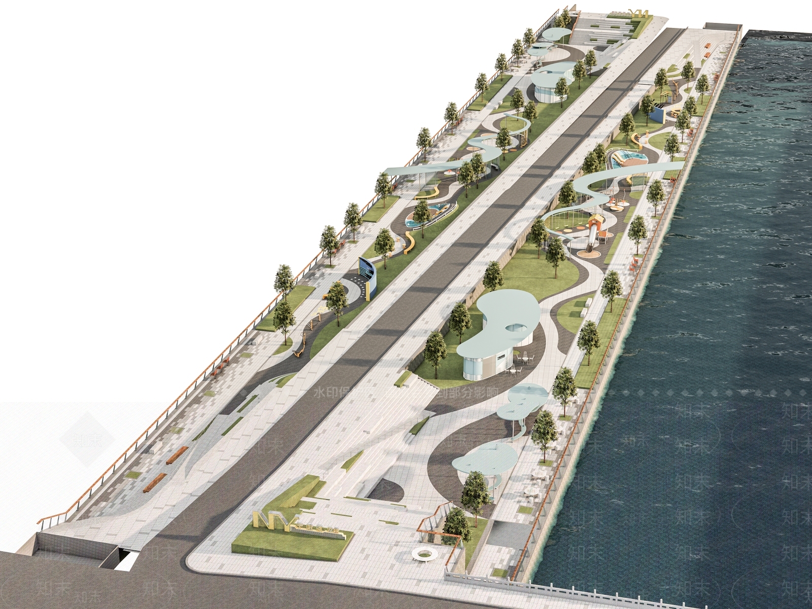 现代景观公园SU模型下载【ID:1175202469】