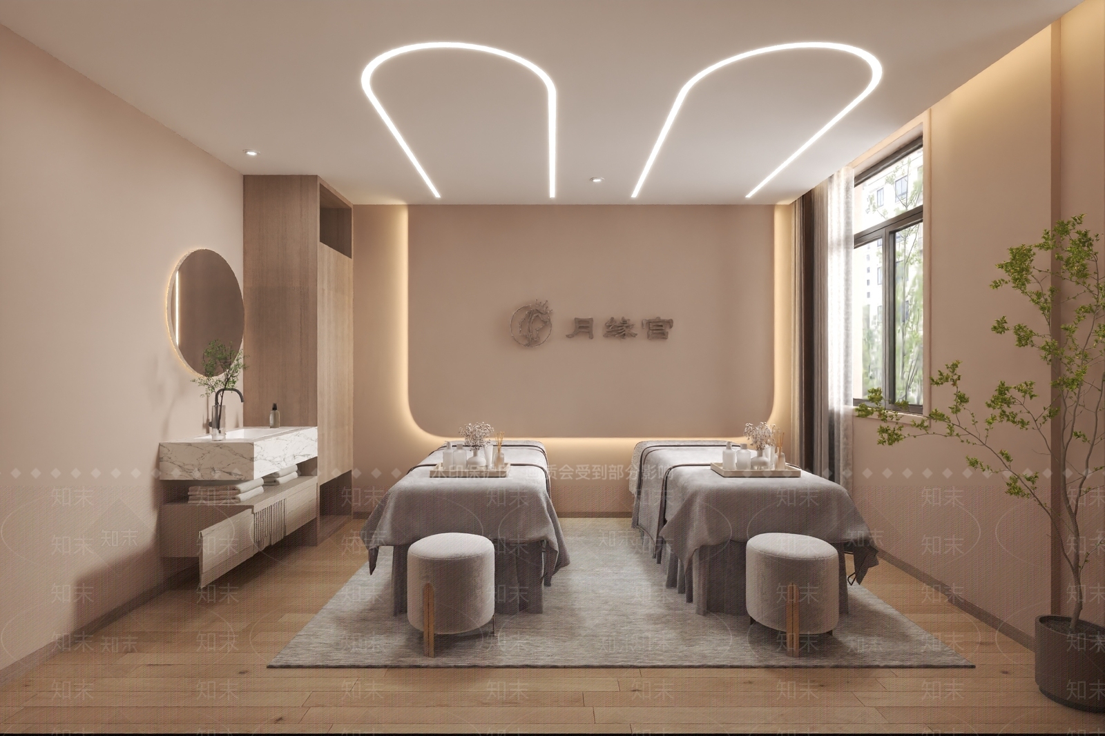 现代侘寂美容院3D模型下载【ID:1175225597】
