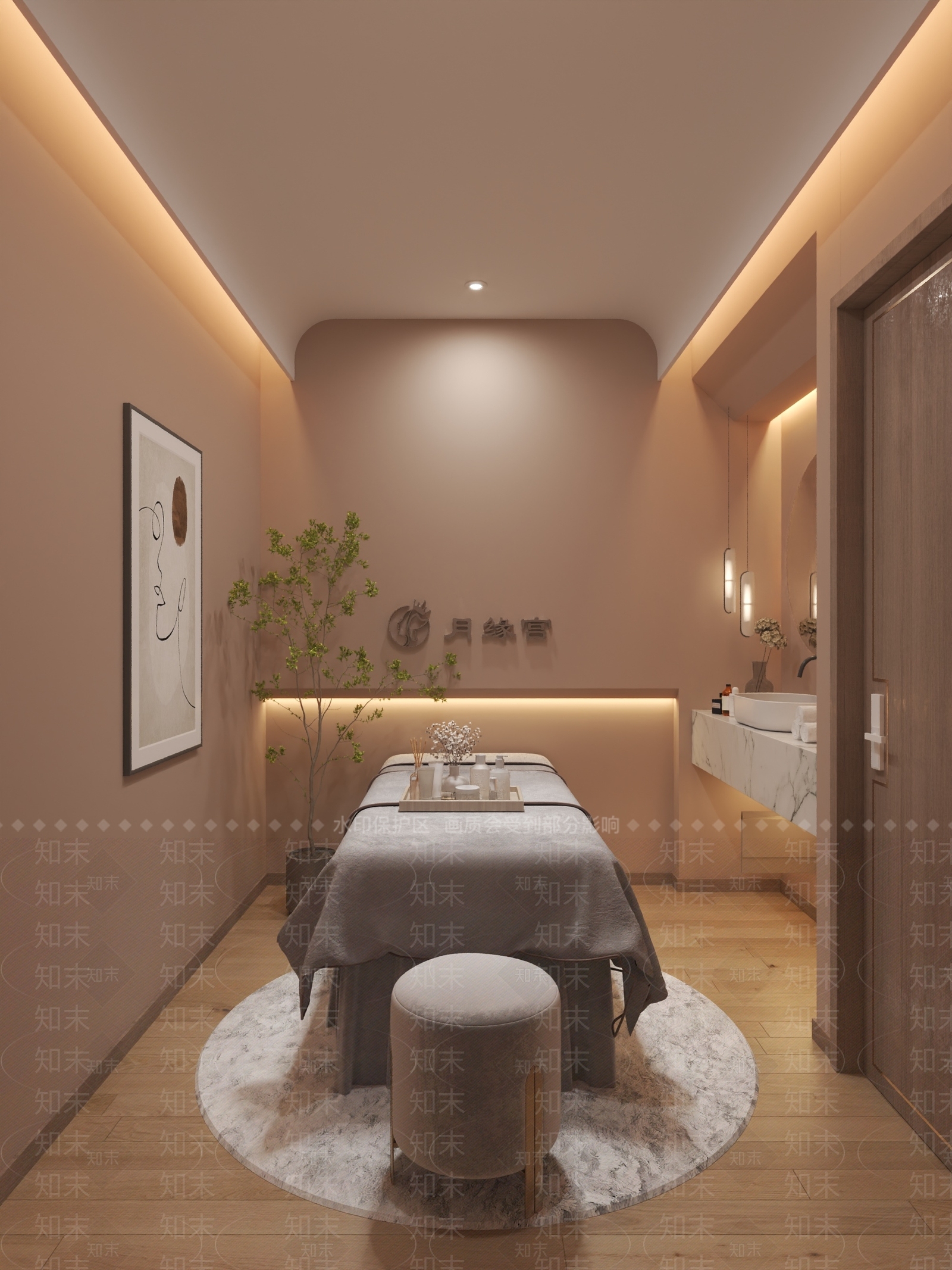 现代侘寂美容院3D模型下载【ID:1175225597】