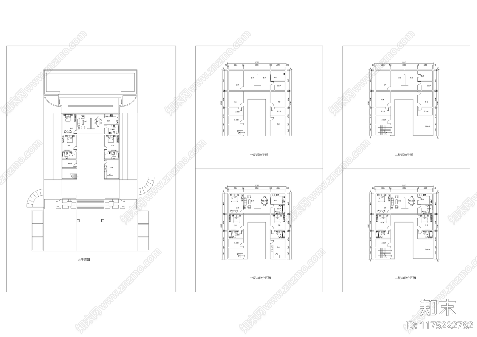 新中式民宿建筑cad施工图下载【ID:1175222782】