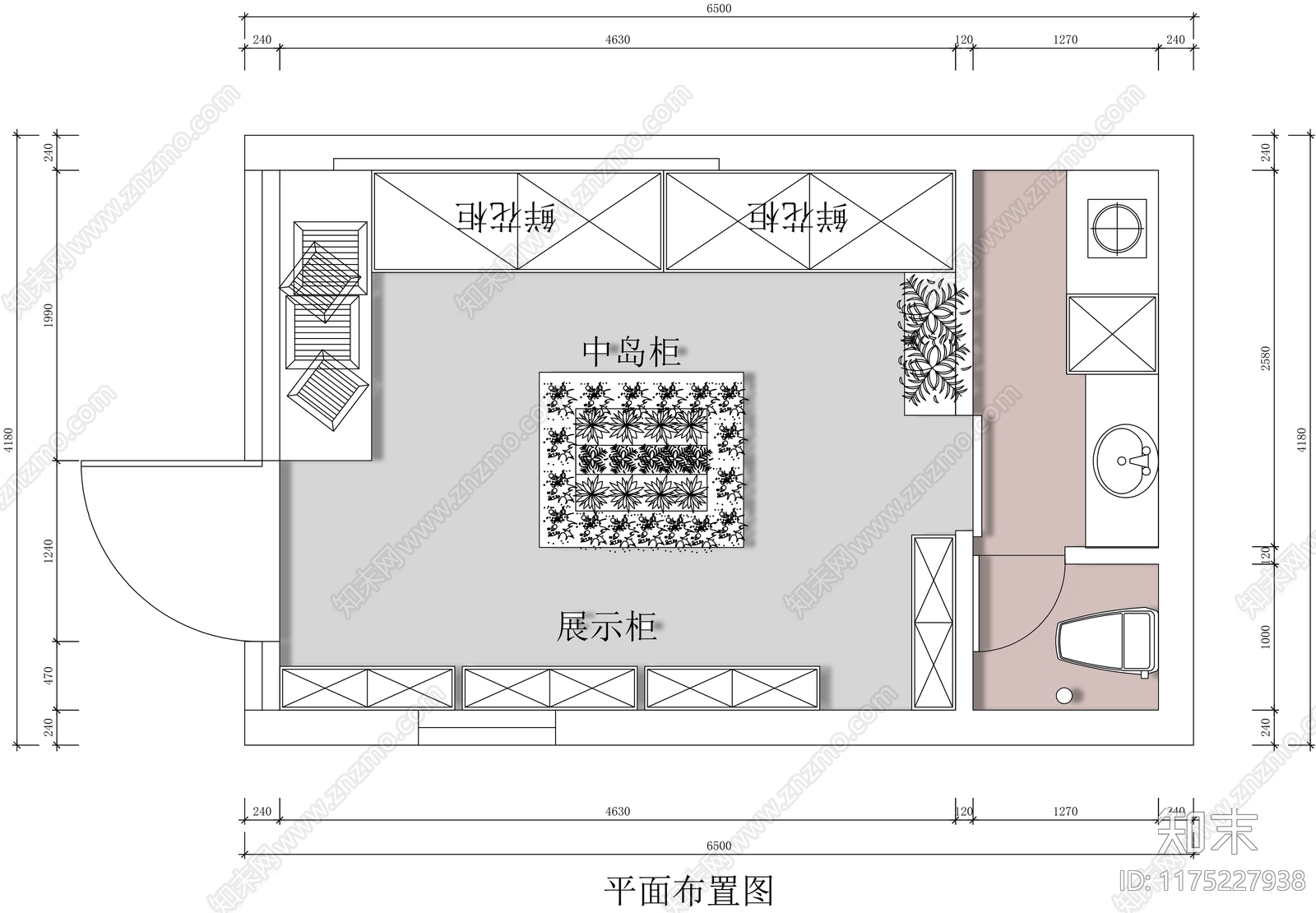 现代花店施工图下载【ID:1175227938】