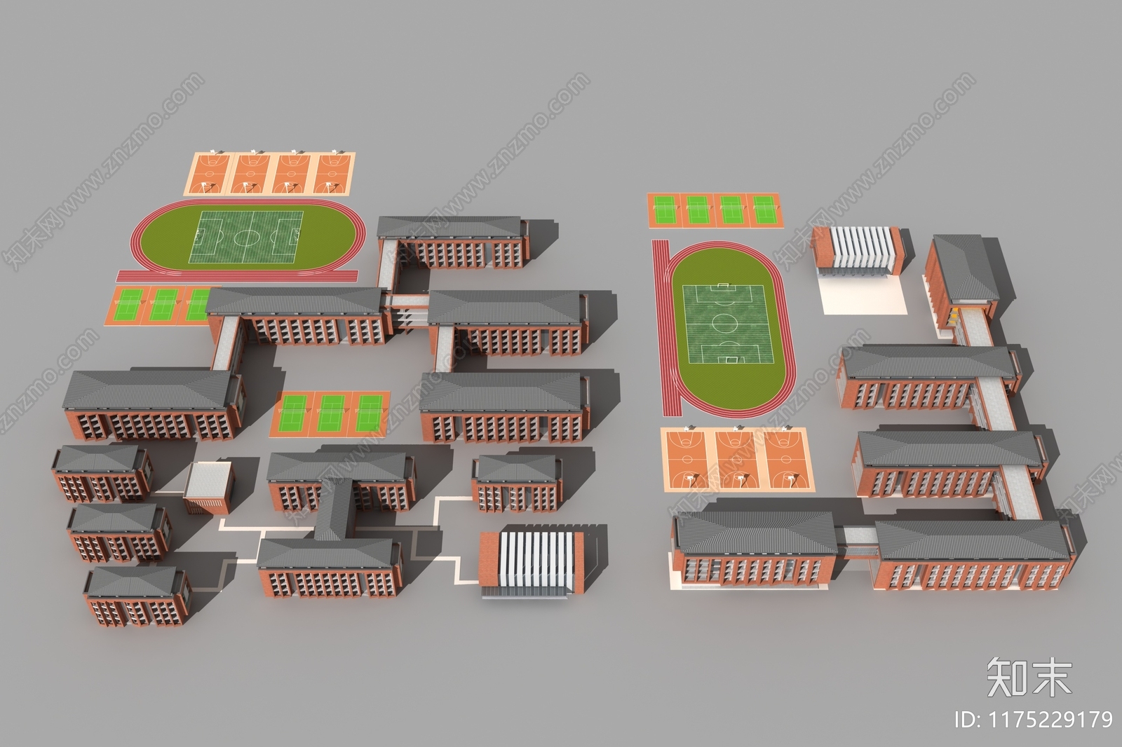 欧式简欧学校建筑SU模型下载【ID:1175229179】