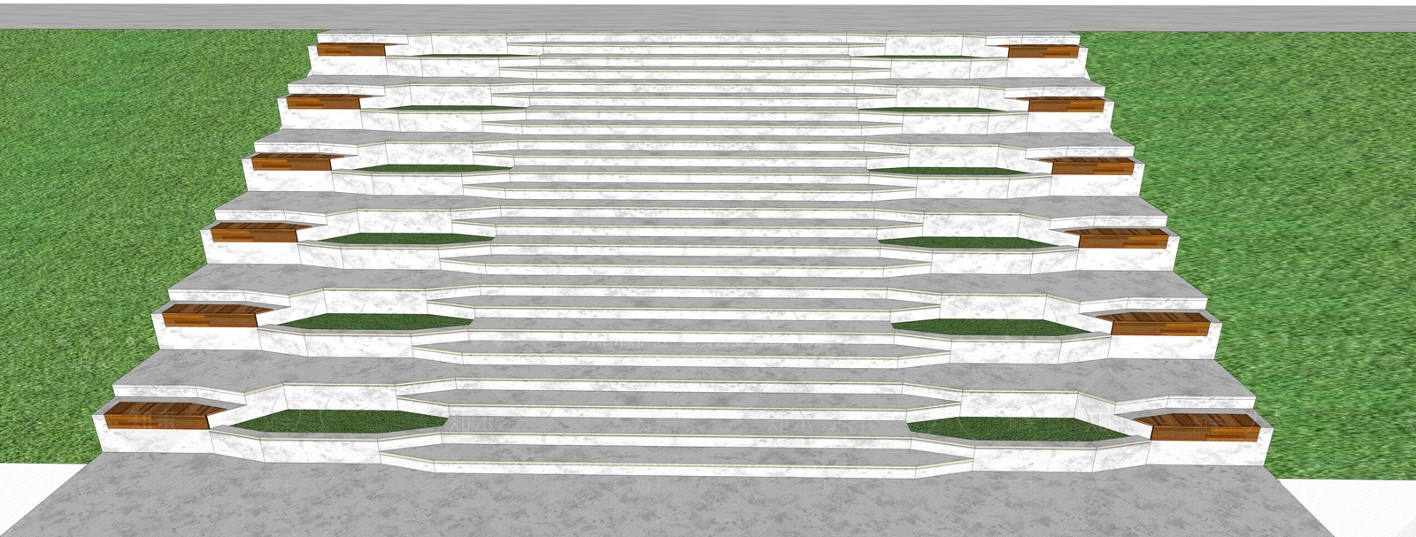 现代台阶景观SU模型下载【ID:1175252319】