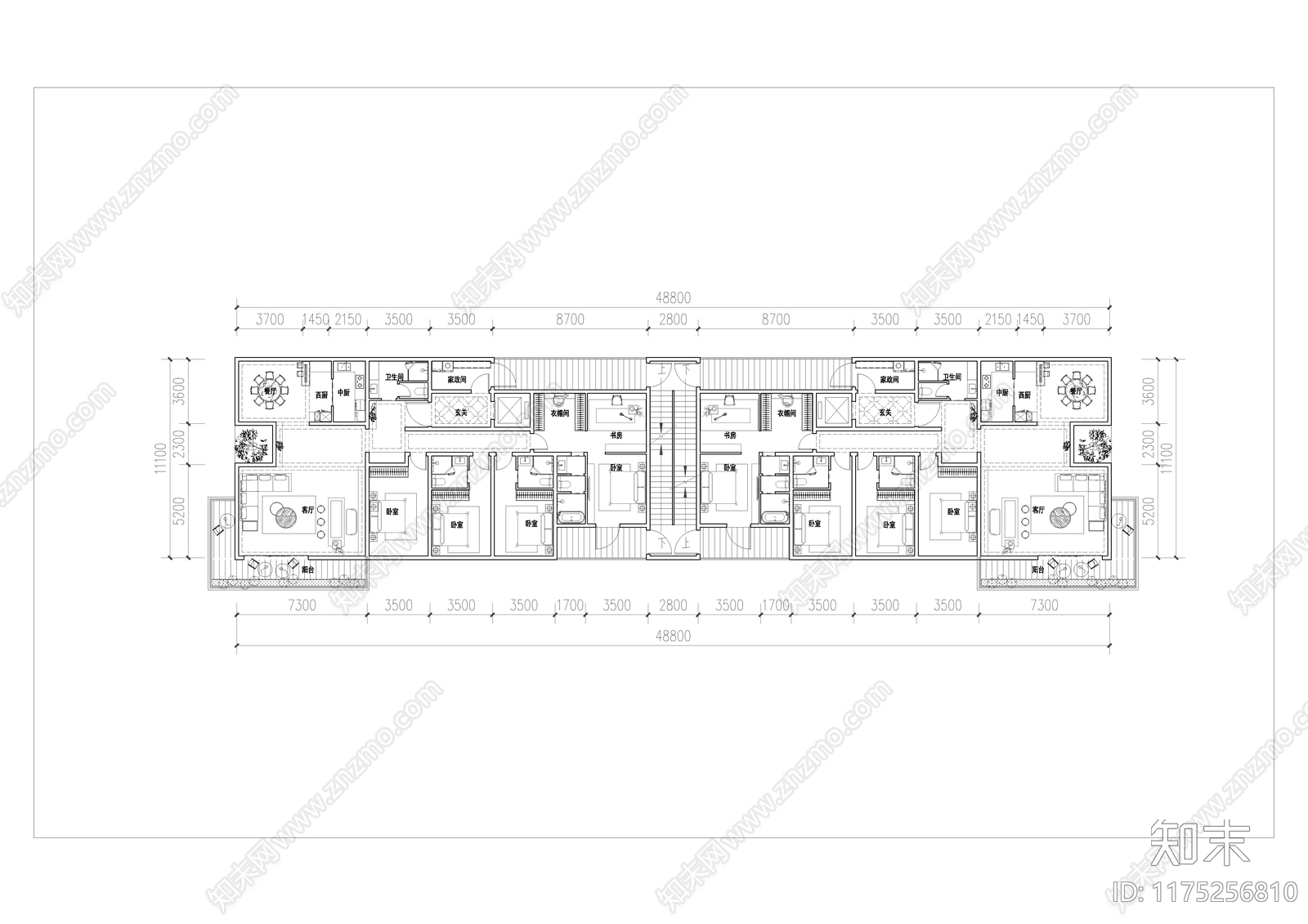 现代住宅楼建筑cad施工图下载【ID:1175256810】