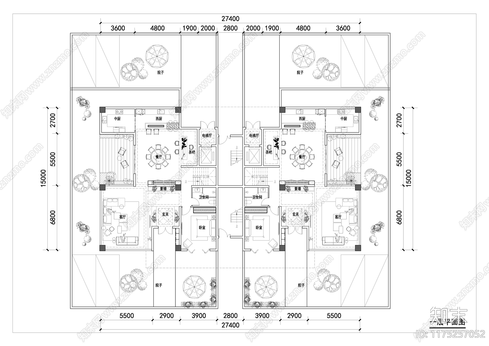 现代别墅建筑cad施工图下载【ID:1175257052】