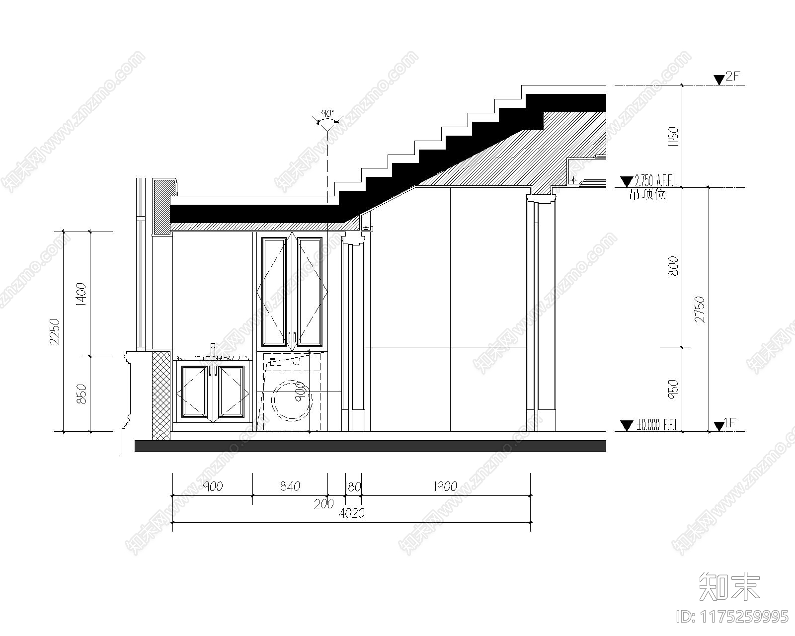 现代新中式卫生间施工图下载【ID:1175259995】