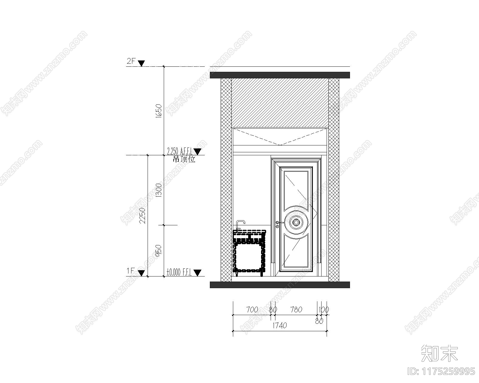 现代新中式卫生间施工图下载【ID:1175259995】