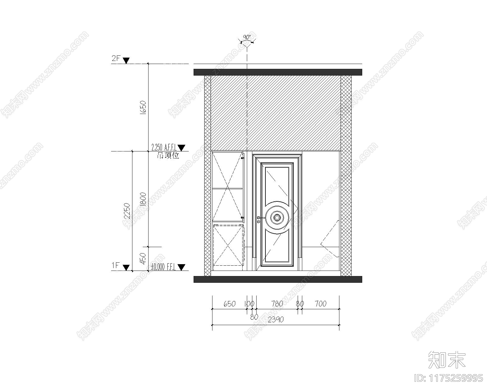 现代新中式卫生间施工图下载【ID:1175259995】