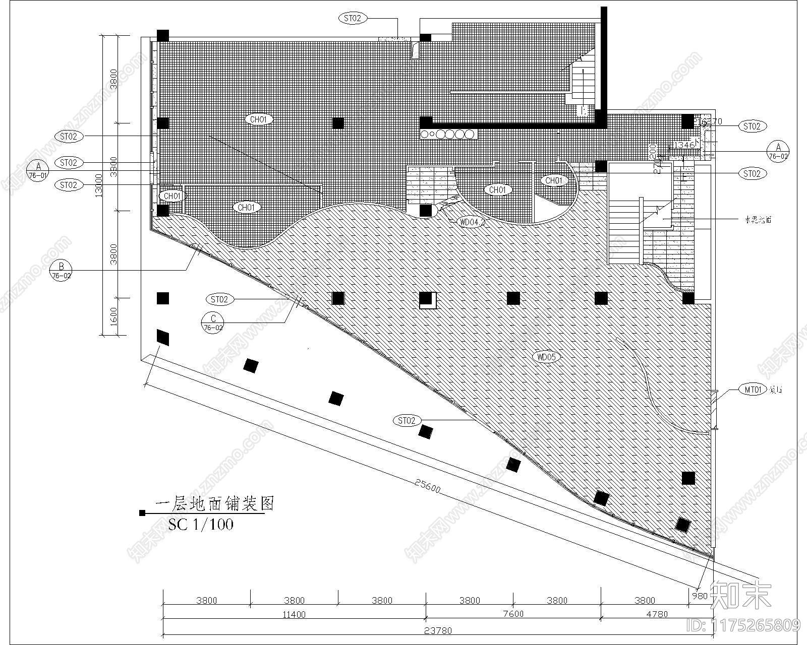现代中餐厅cad施工图下载【ID:1175265809】