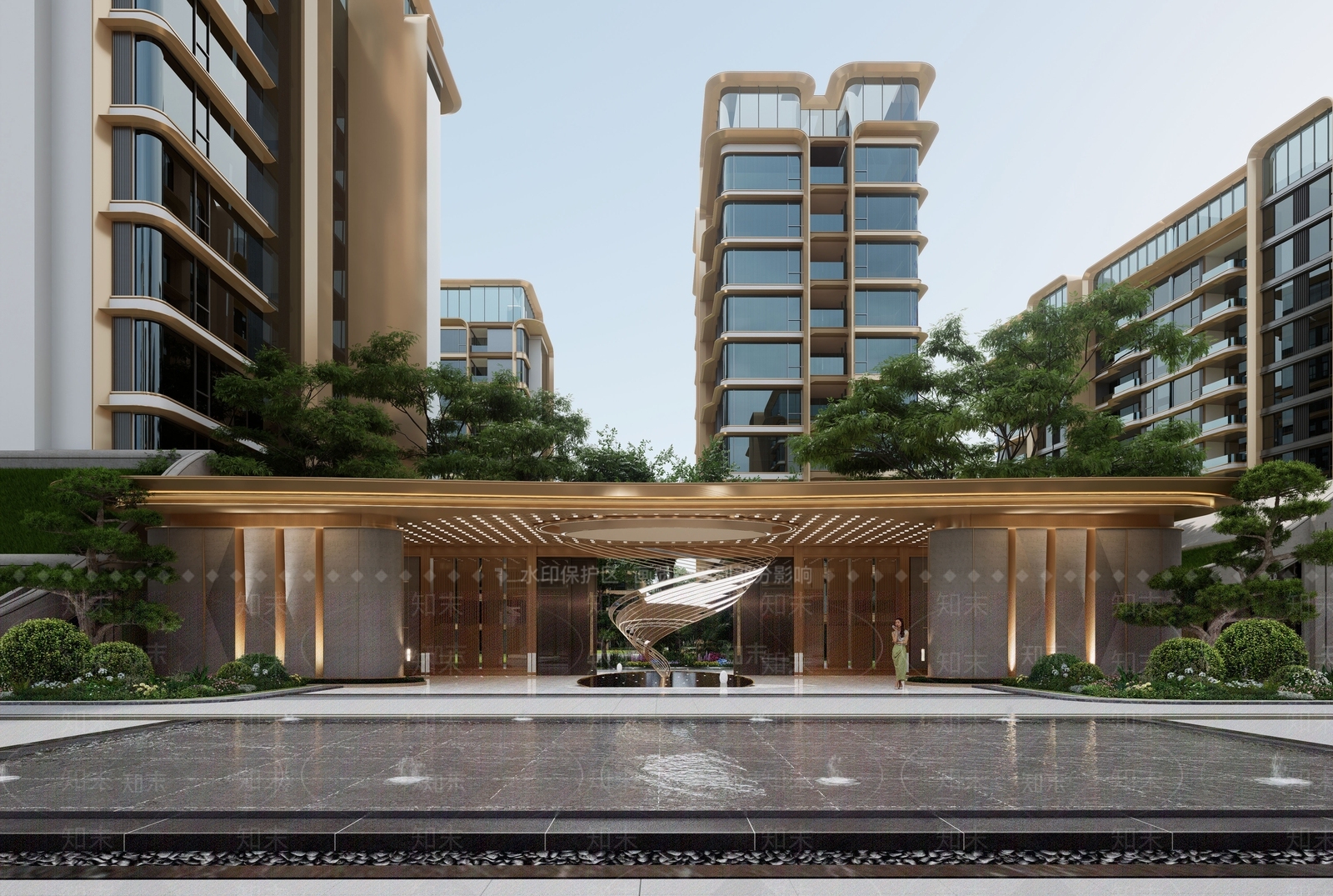 现代轻奢小区建筑SU模型下载【ID:1175267231】