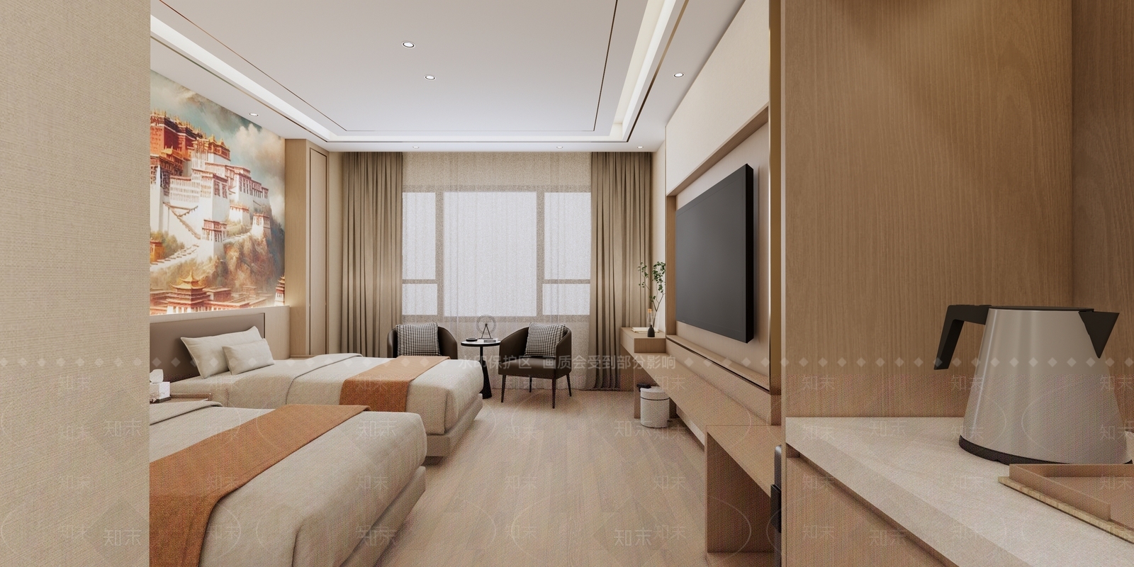 现代酒店客房SU模型下载【ID:1175273439】