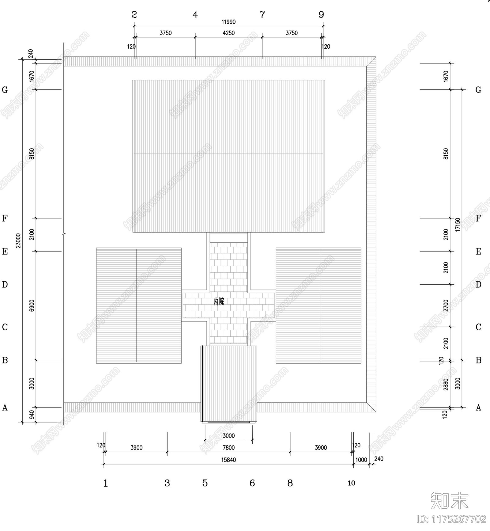 中式四合院cad施工图下载【ID:1175267702】