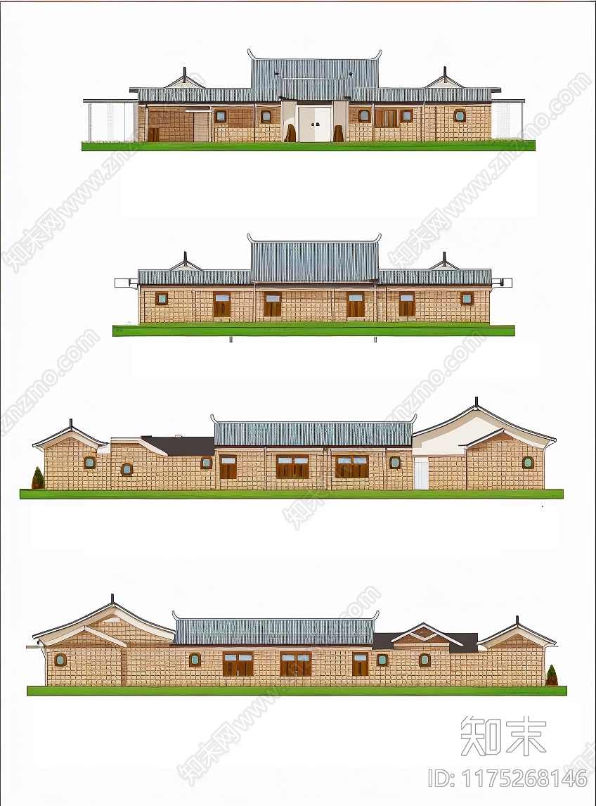 新中式四合院cad施工图下载【ID:1175268146】