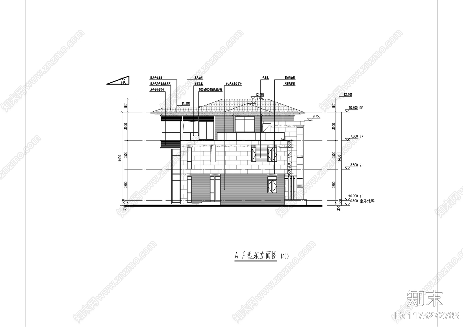 现代简约别墅建筑cad施工图下载【ID:1175272785】