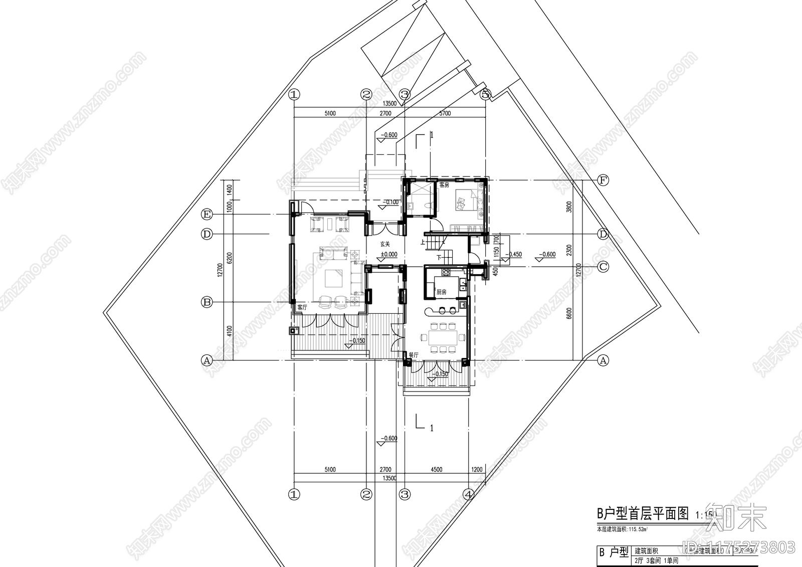 现代简约别墅建筑cad施工图下载【ID:1175273803】