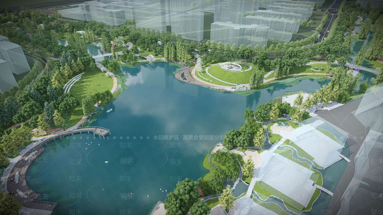 现代滨水景观SU模型下载【ID:1175275950】