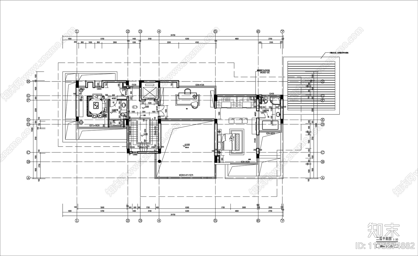 现代简约别墅建筑施工图下载【ID:1175274882】