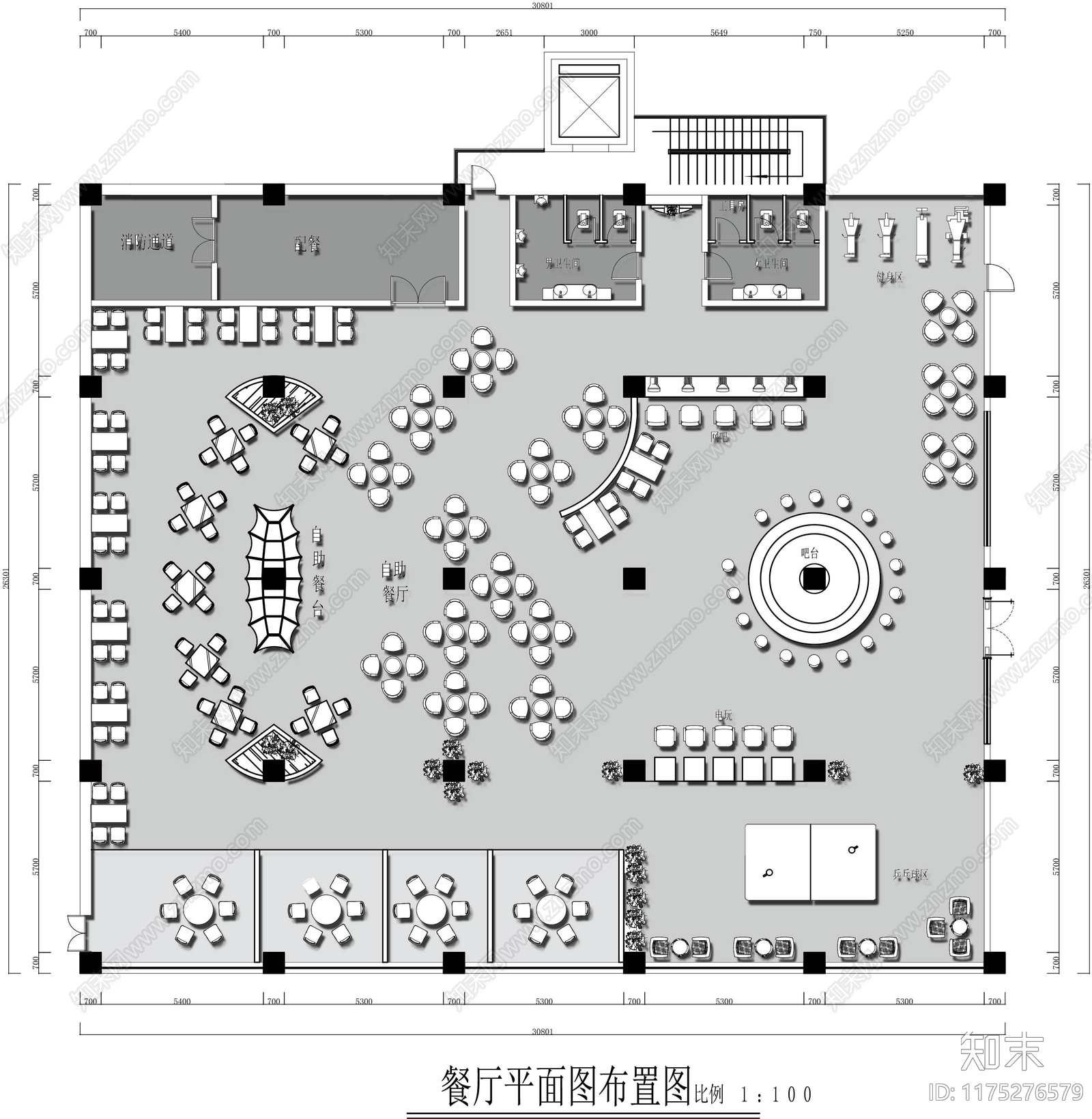 简约茶餐厅施工图下载【ID:1175276579】