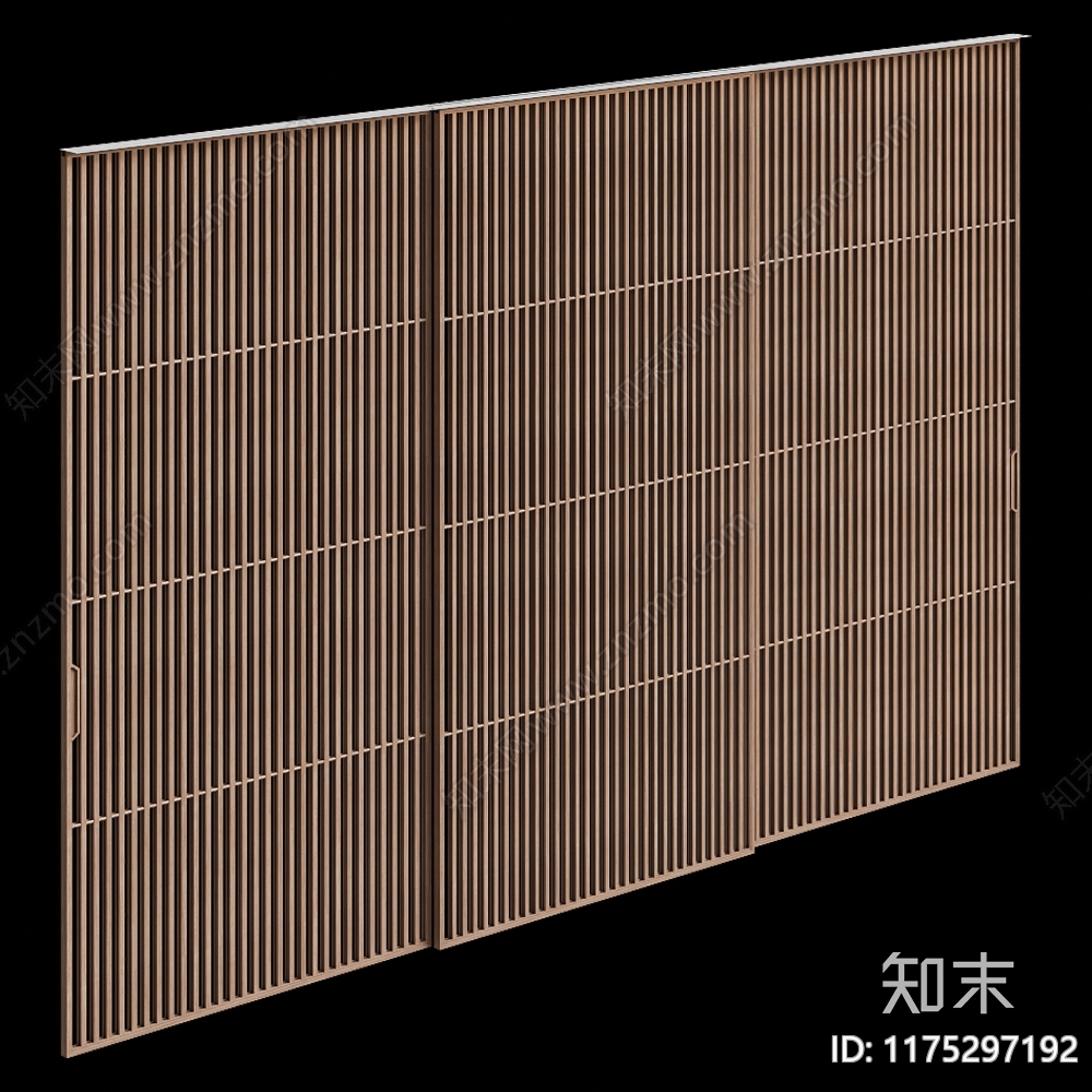 侘寂原木推拉门3D模型下载【ID:1175297192】