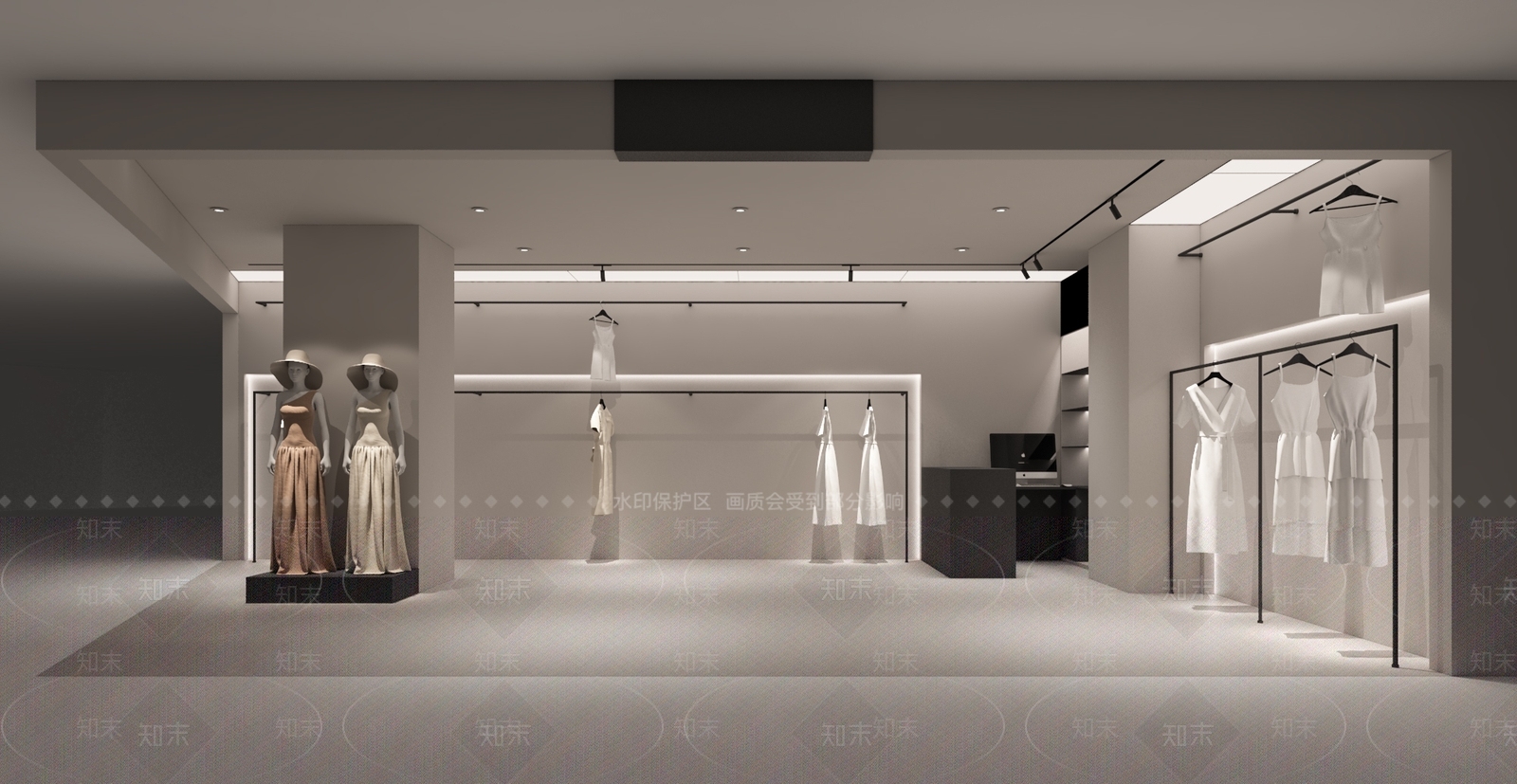 现代极简服装店3D模型下载【ID:1175313366】