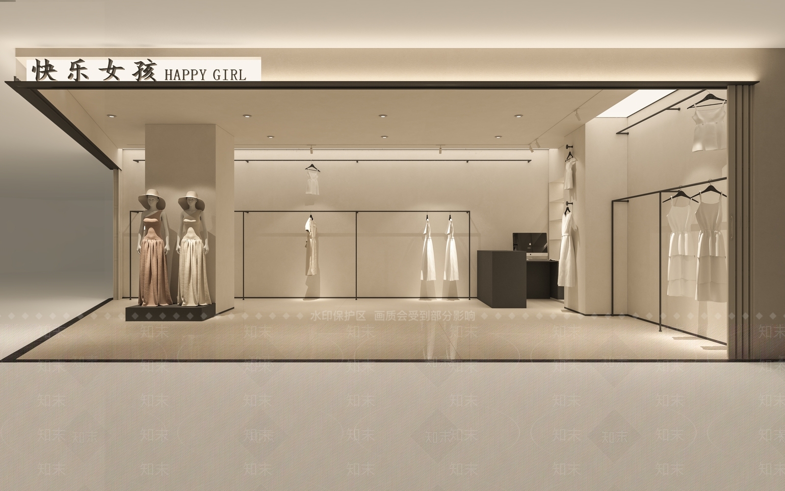 现代极简服装店3D模型下载【ID:1175313464】