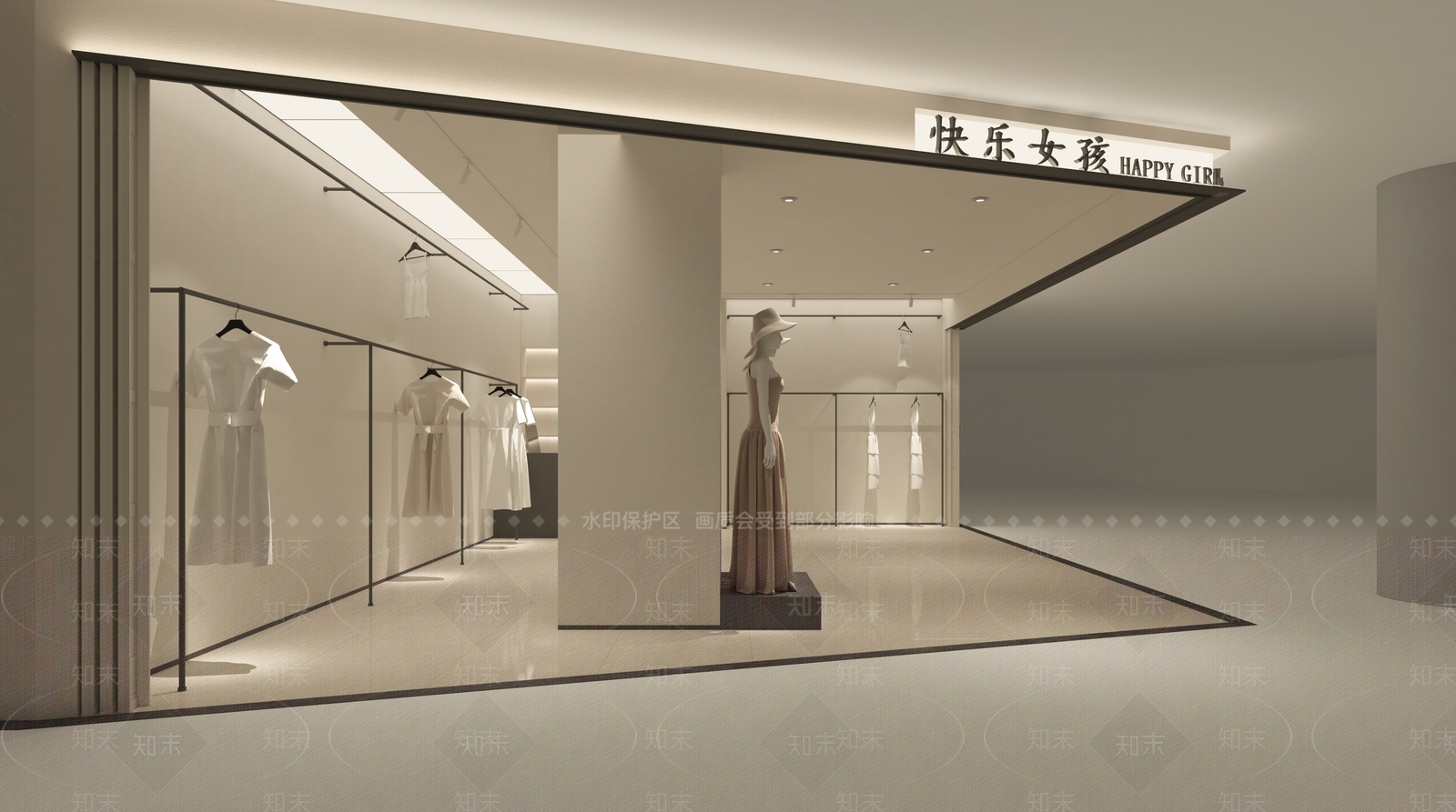 现代极简服装店3D模型下载【ID:1175313464】