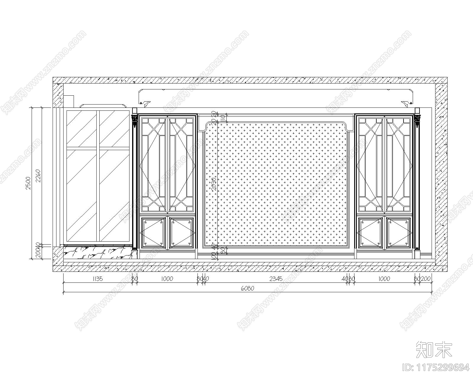 现代新中式卧室cad施工图下载【ID:1175299694】