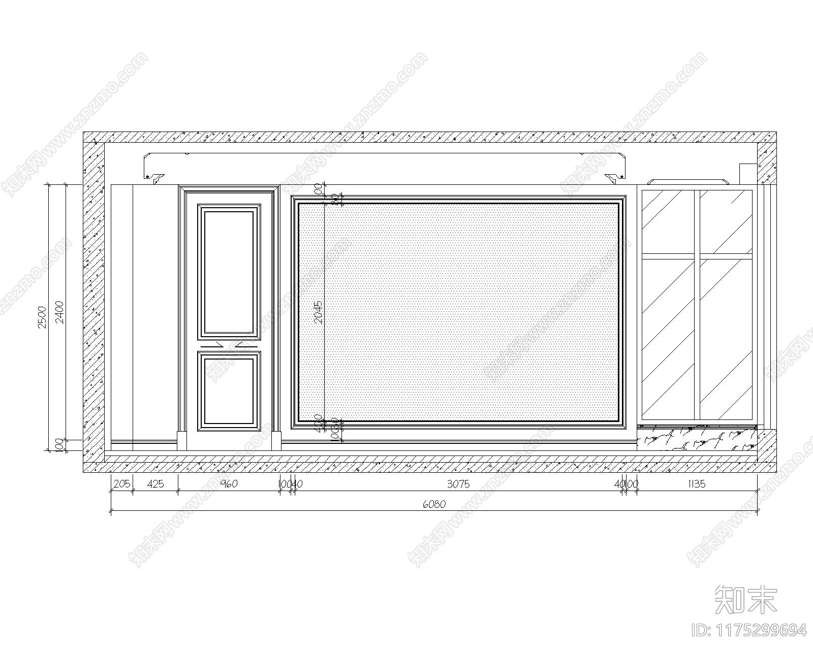 现代新中式卧室cad施工图下载【ID:1175299694】