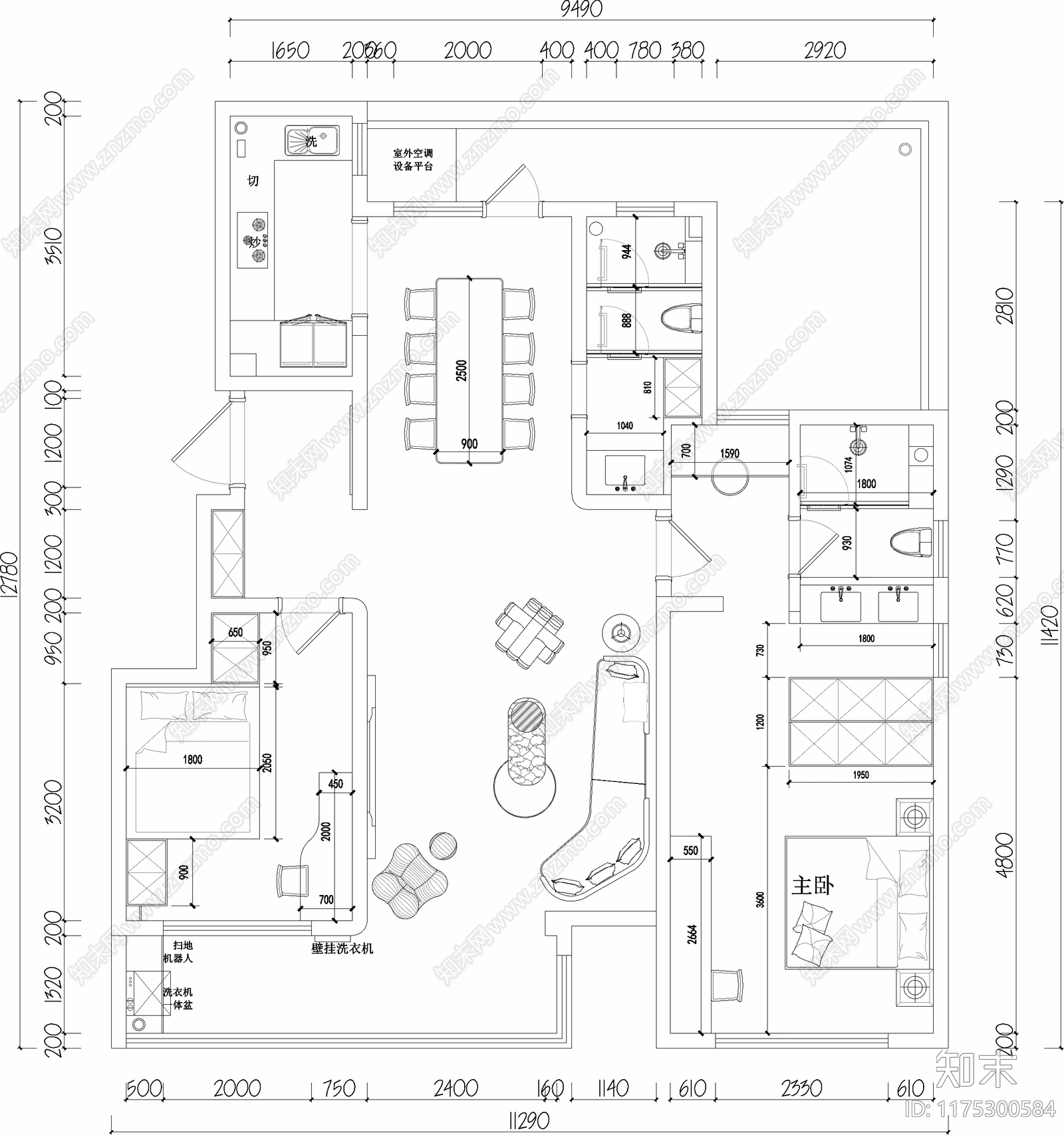 现代衣帽间cad施工图下载【ID:1175300584】