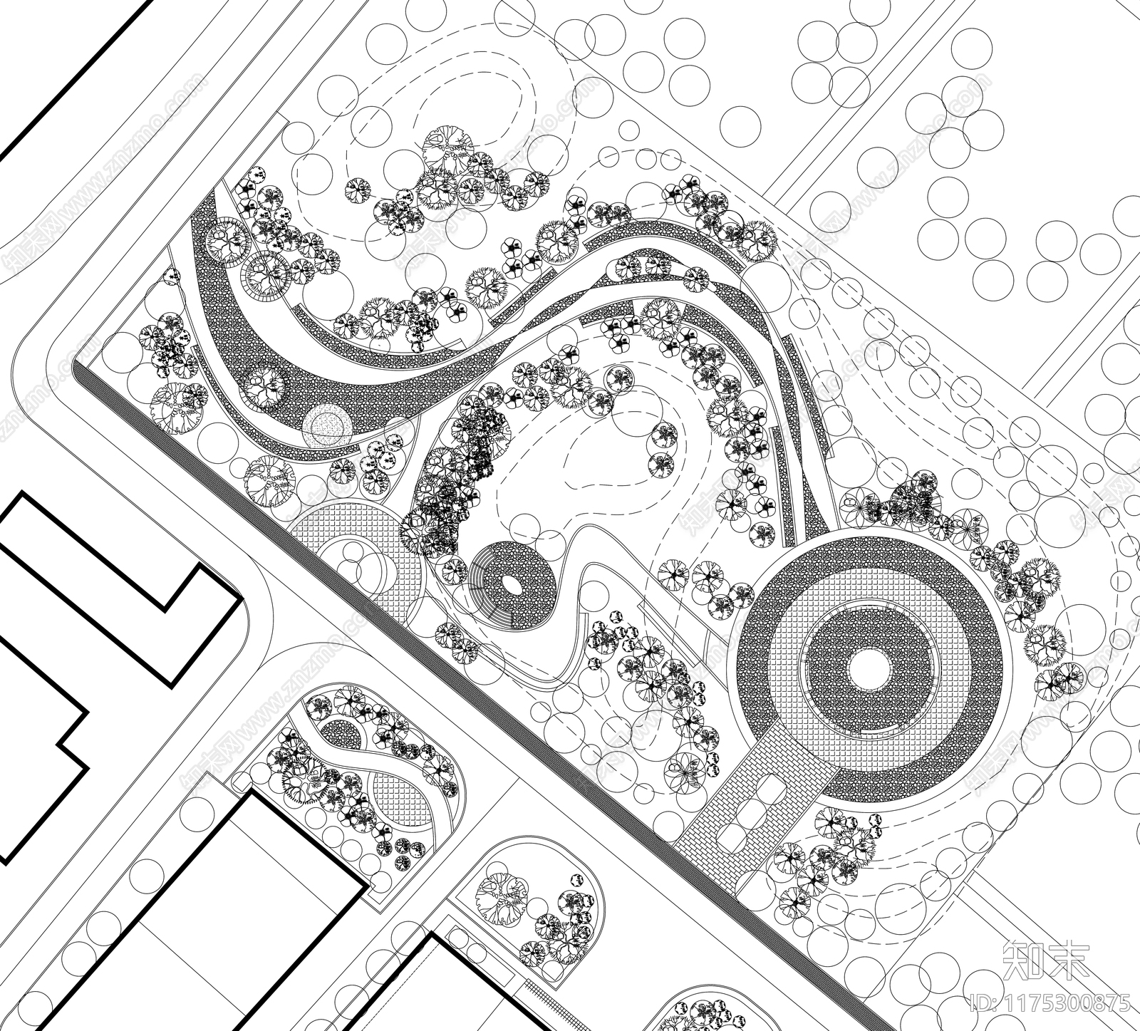 景观平面图cad施工图下载【ID:1175300875】