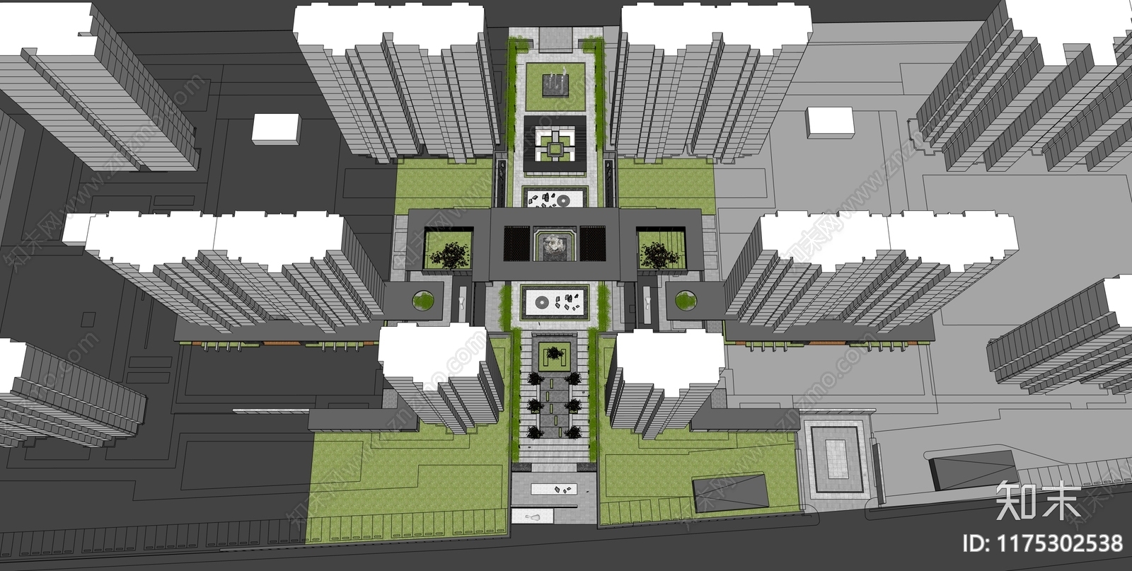 现代售楼处建筑SU模型下载【ID:1175302538】