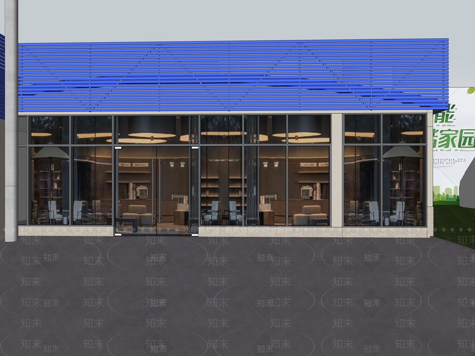 现代餐饮建筑SU模型下载【ID:1175303008】