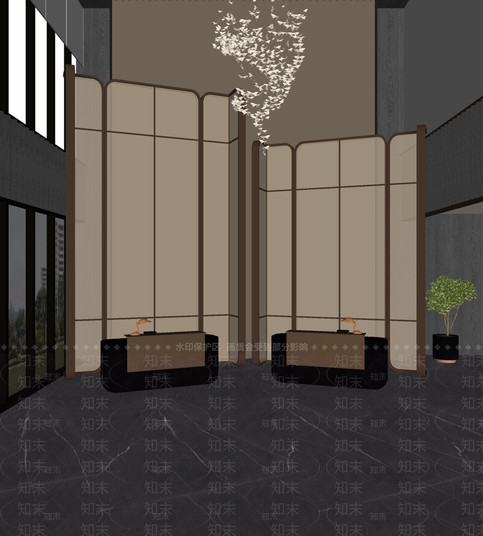 现代办公大堂SU模型下载【ID:1175306404】