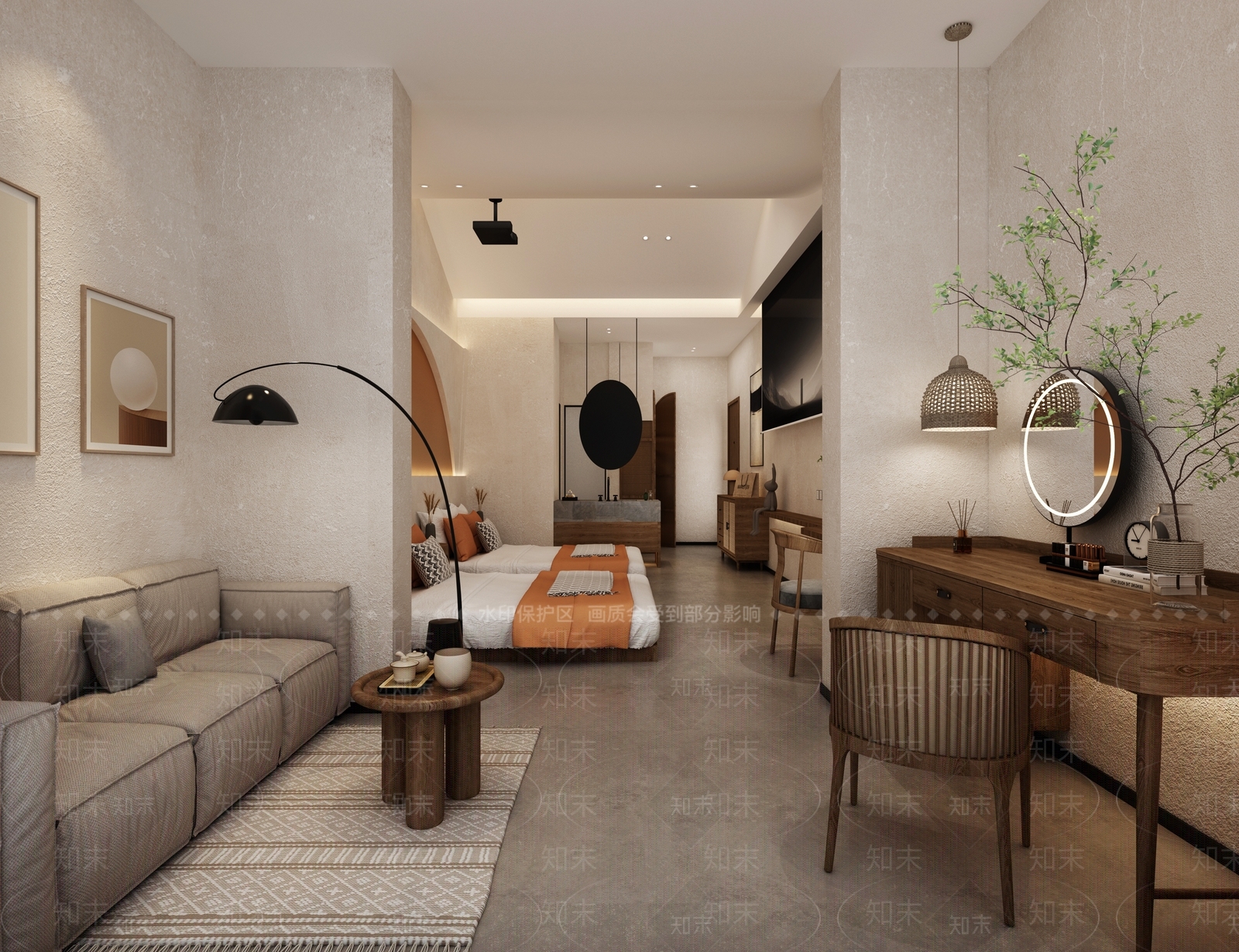 现代新中式民宿3D模型下载【ID:1175312786】
