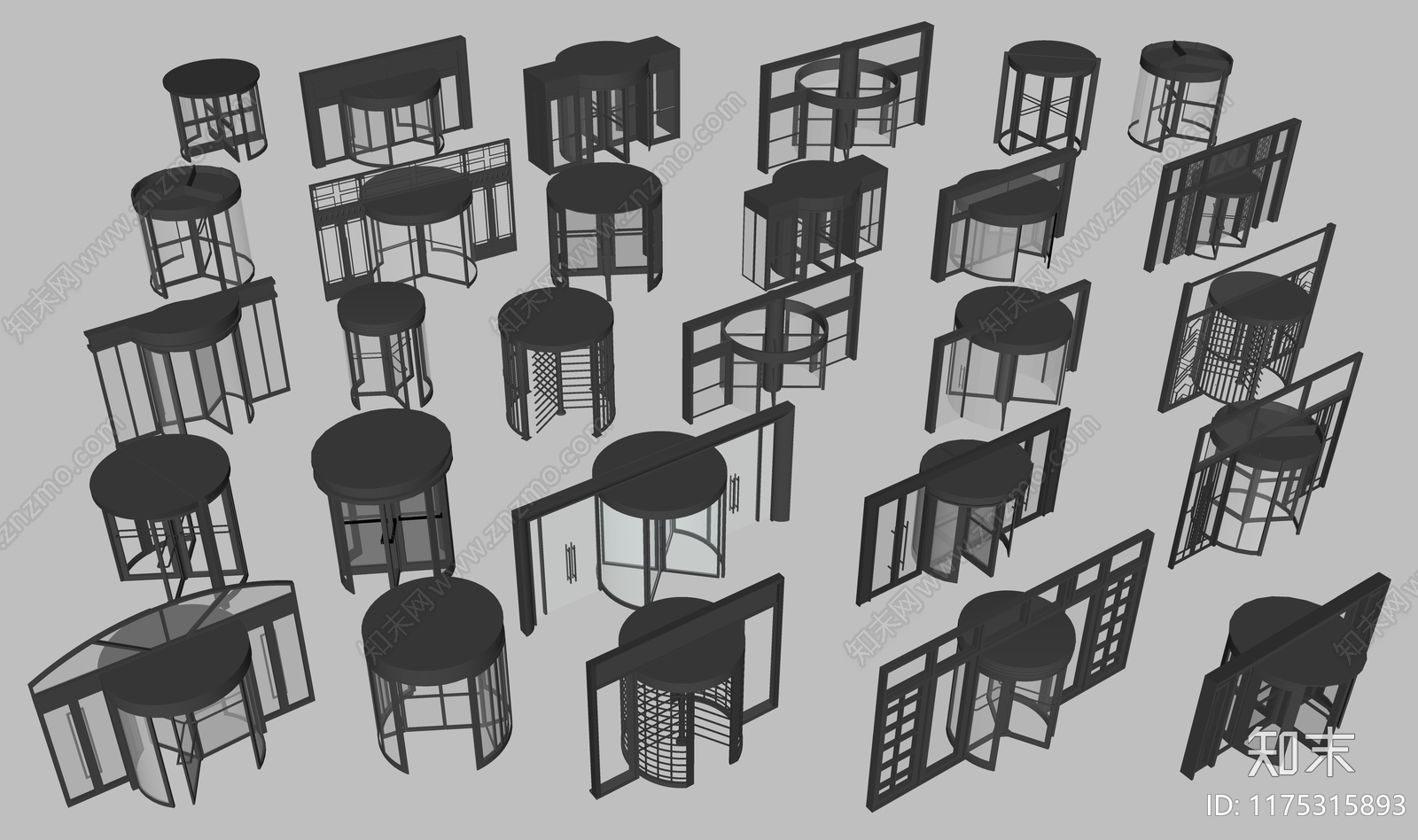 现代旋转门SU模型下载【ID:1175315893】