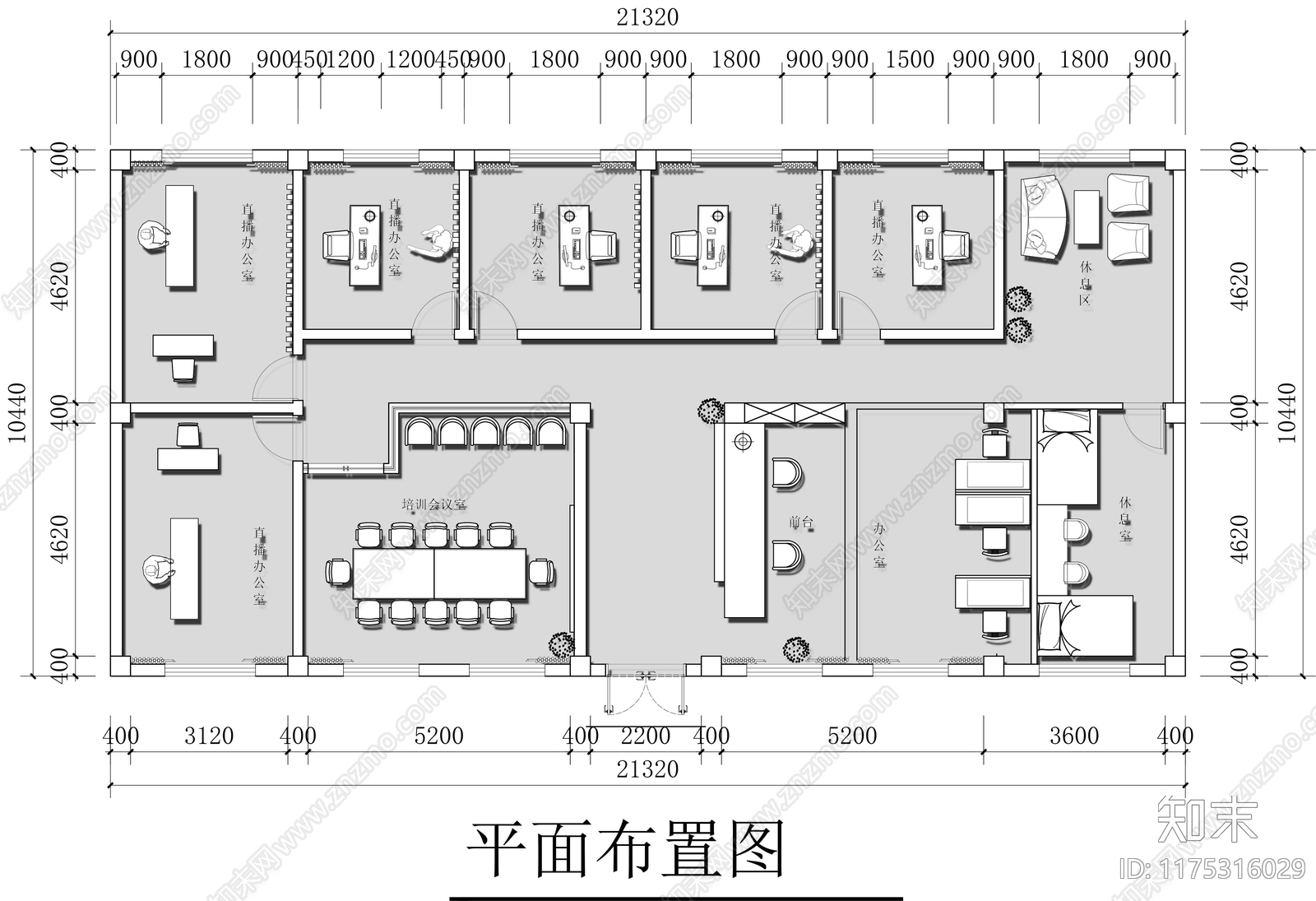 现代直播间cad施工图下载【ID:1175316029】