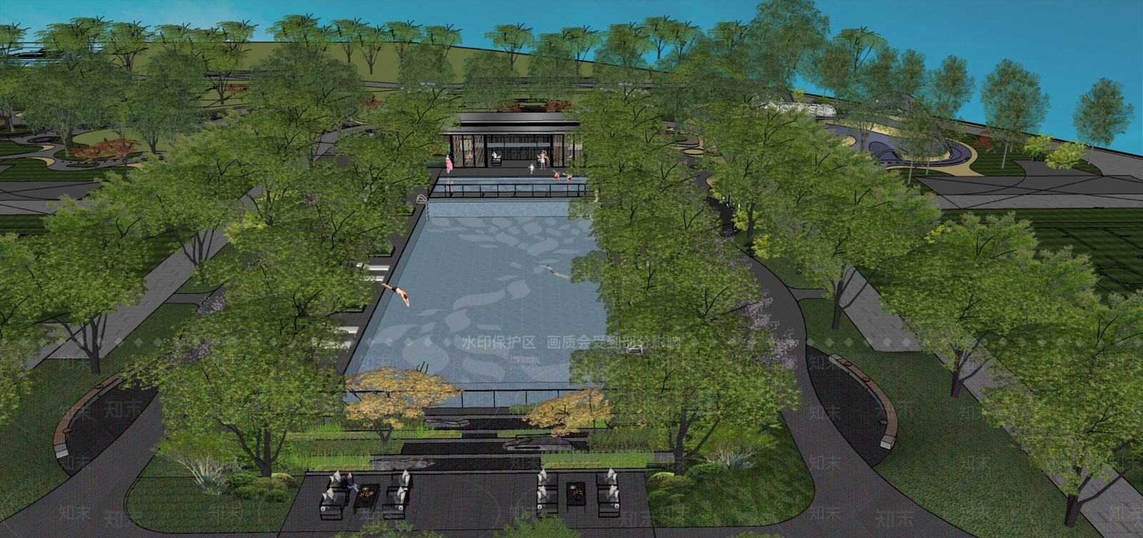 现代廊架SU模型下载【ID:1175320115】