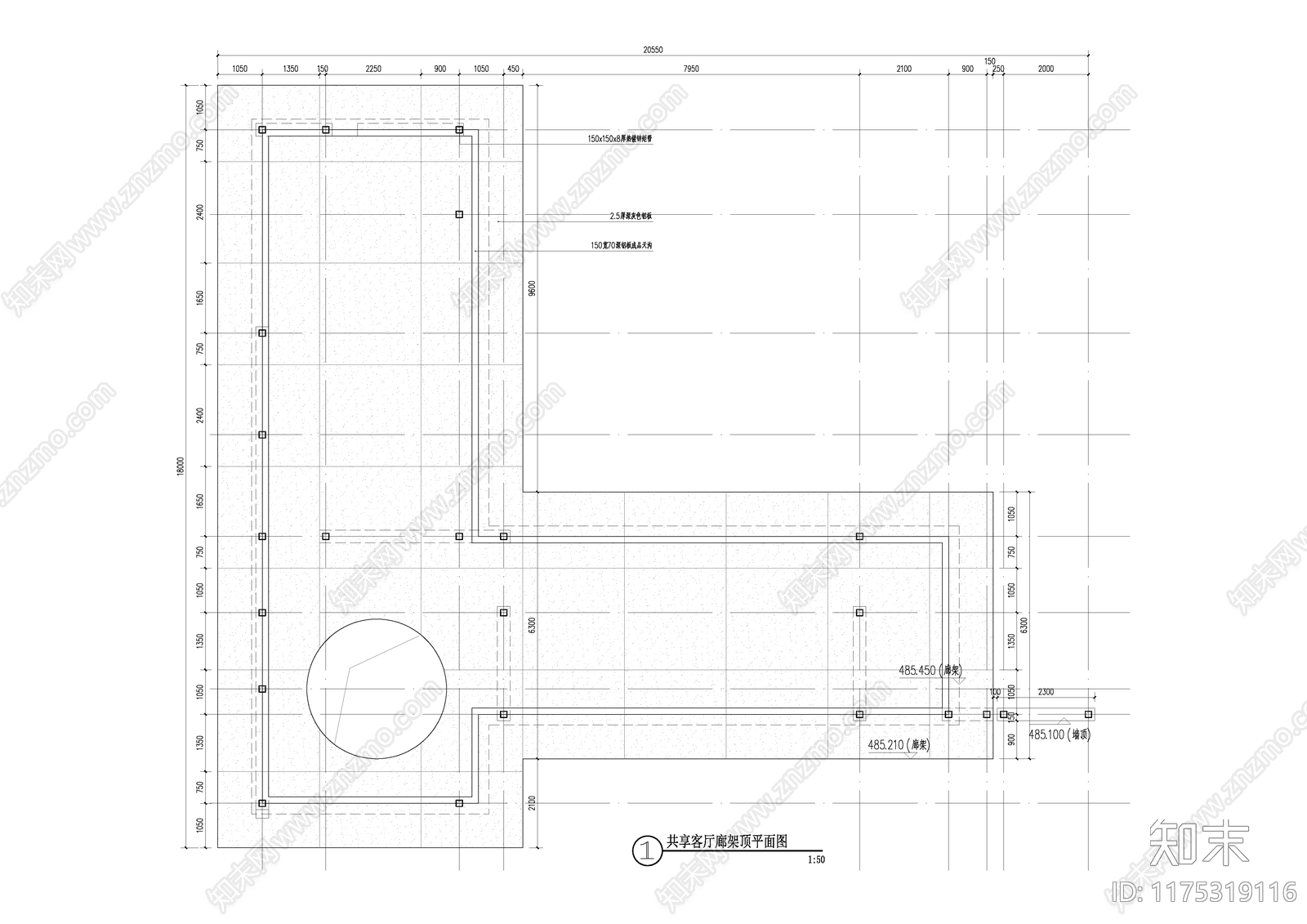 现代廊架cad施工图下载【ID:1175319116】