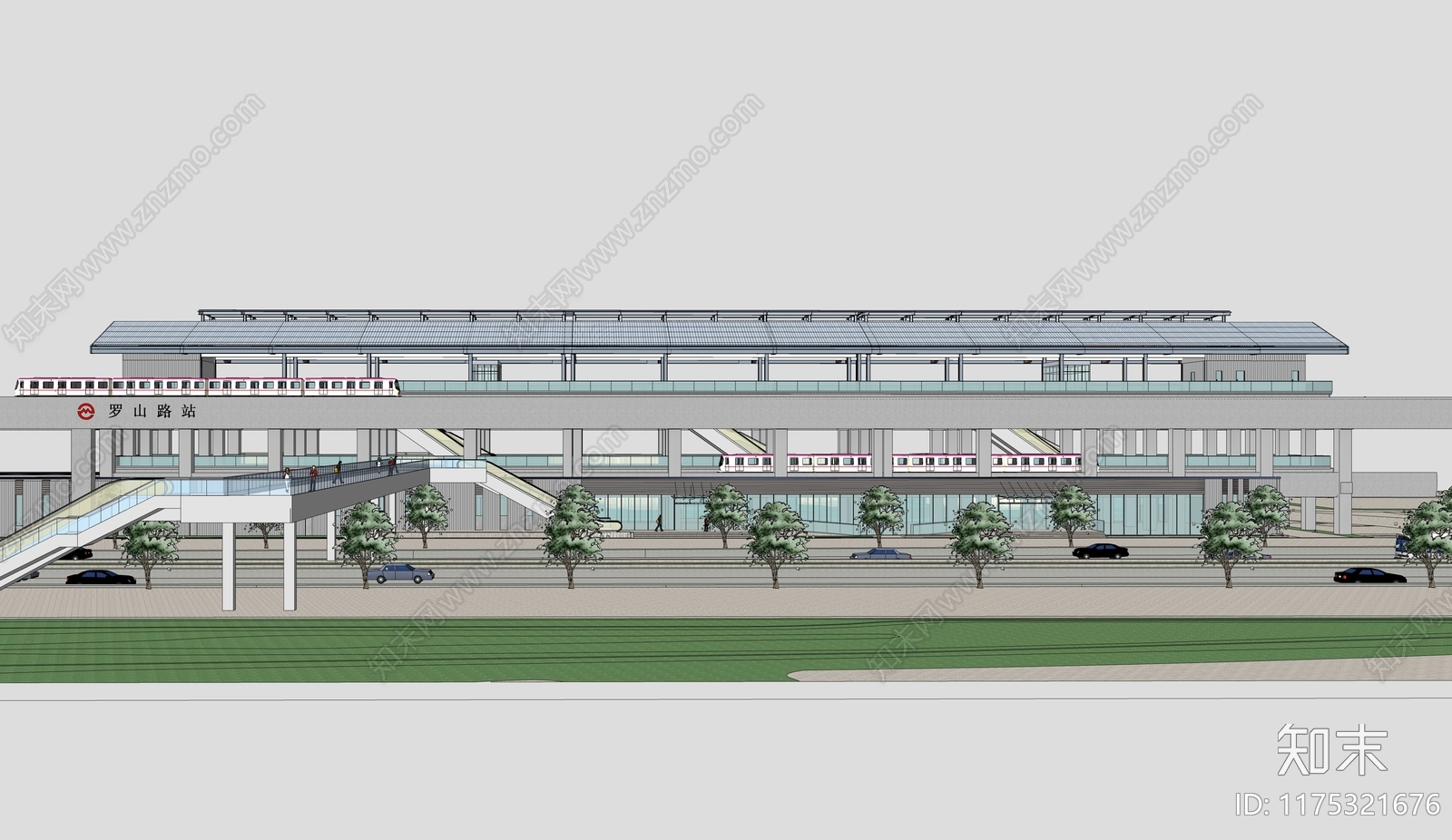 现代新中式火车站SU模型下载【ID:1175321676】