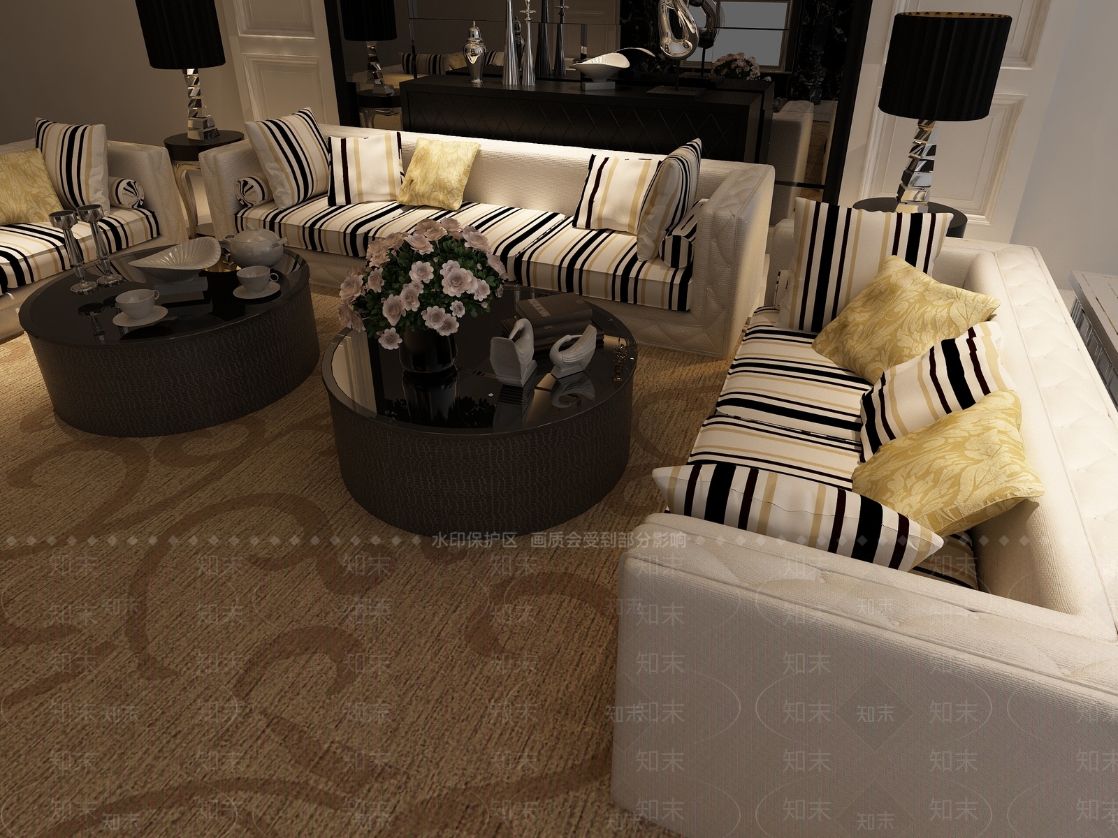 欧式家居客厅3D模型下载【ID:1175342322】