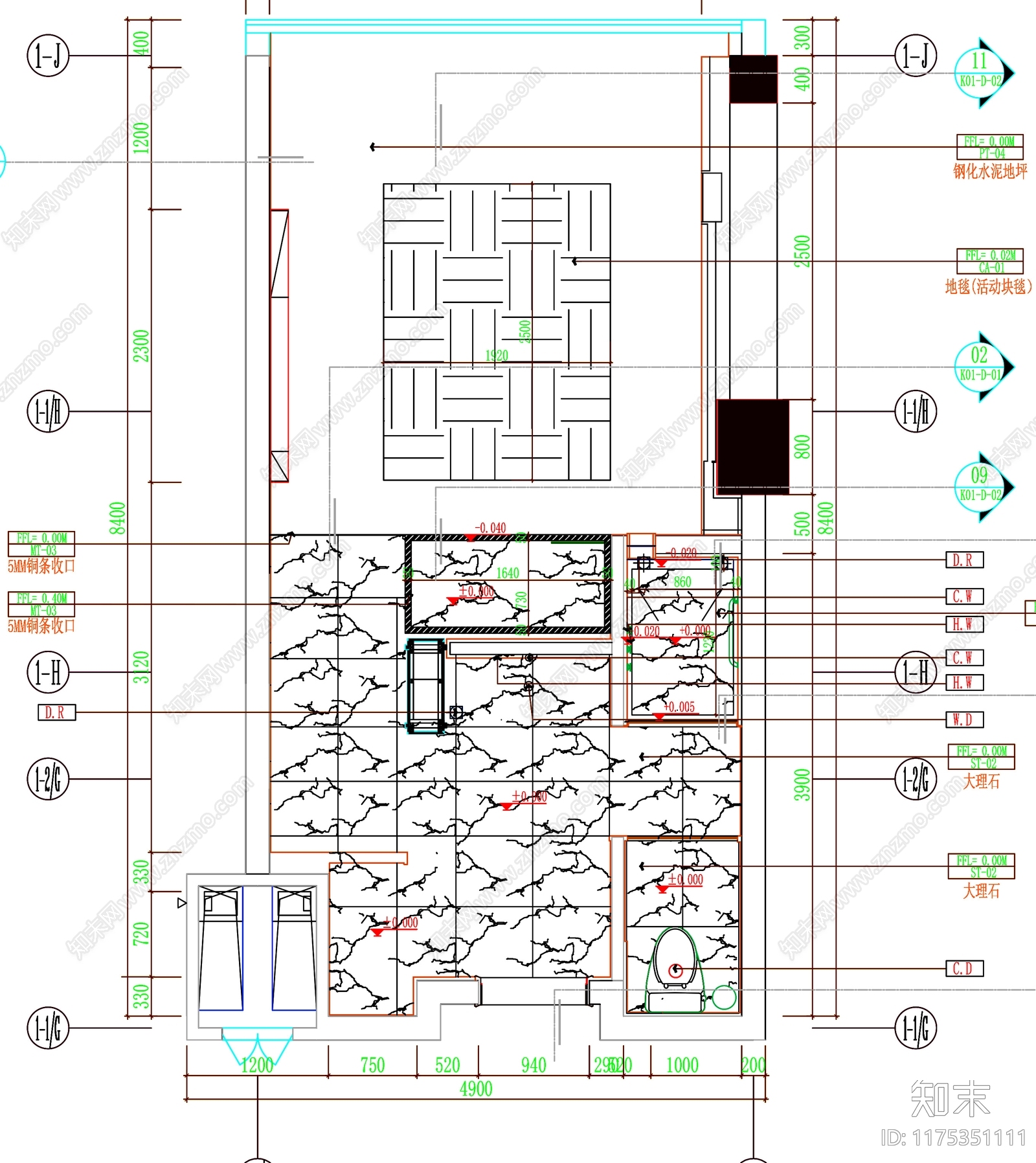 现代工装图库cad施工图下载【ID:1175351111】