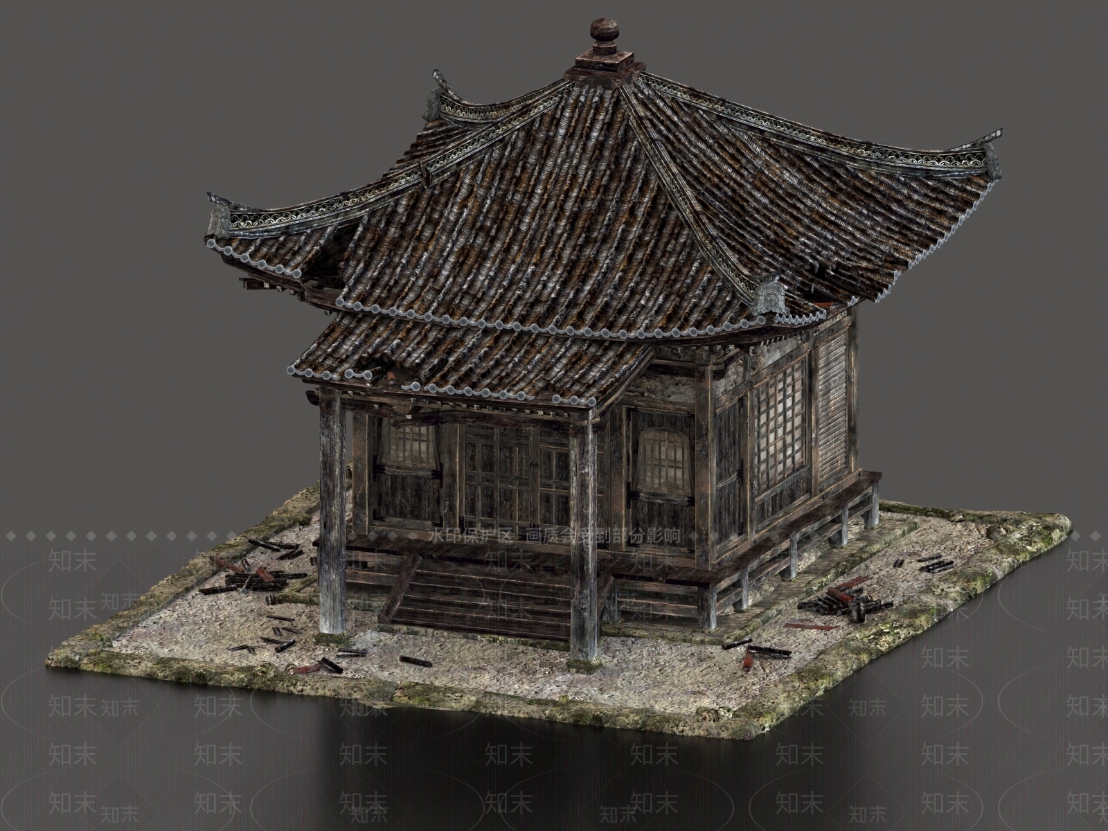 现代古建3D模型下载【ID:1175351344】