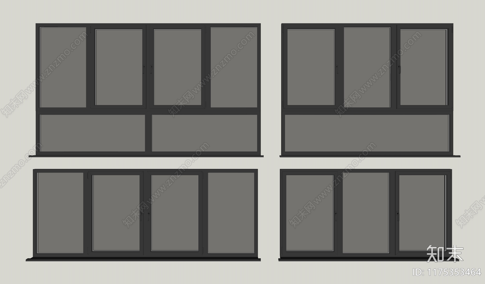 现代平开窗SU模型下载【ID:1175353464】