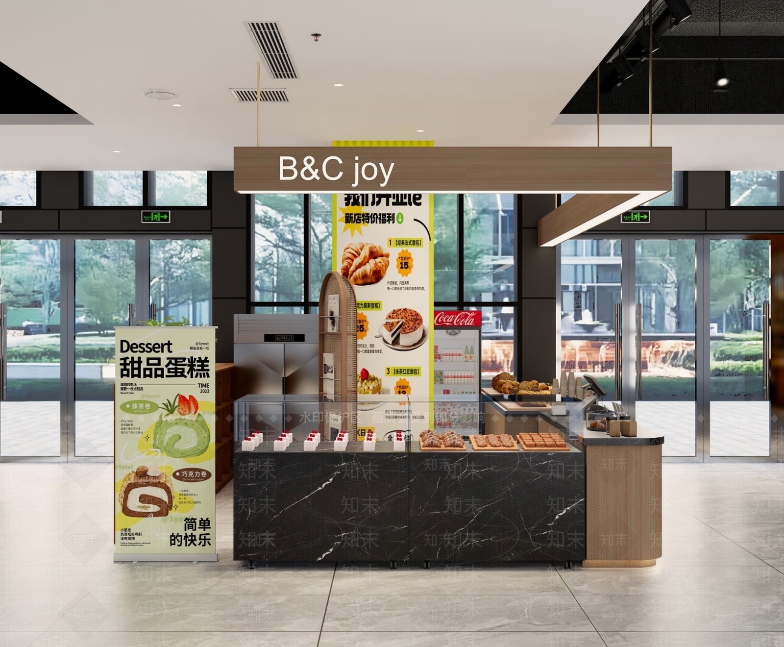 现代原木甜品面包店SU模型下载【ID:1175360530】
