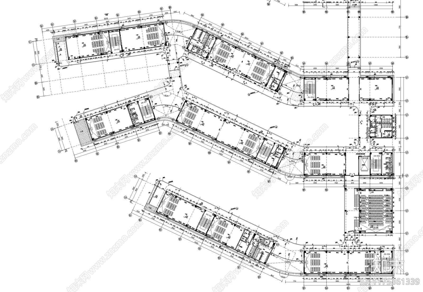 现代学校建筑cad施工图下载【ID:1175361339】