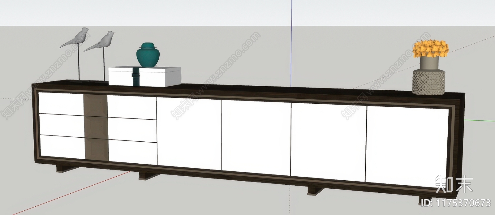 现代电视柜SU模型下载【ID:1175370673】