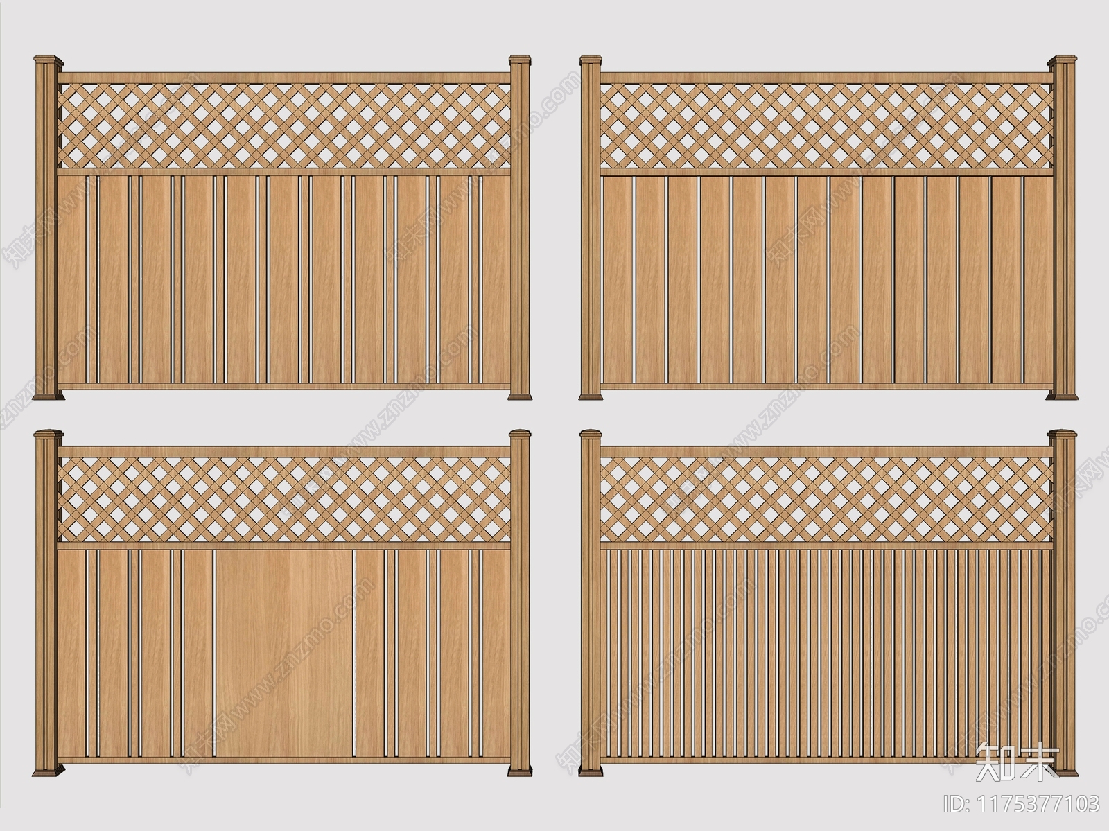 中式美式围栏护栏SU模型下载【ID:1175377103】